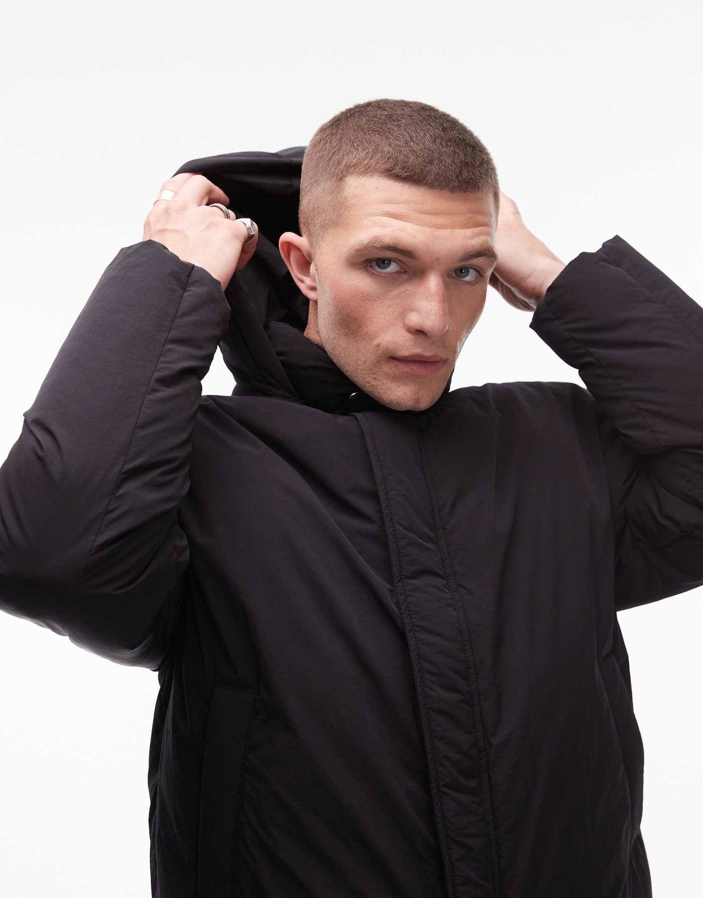 Topman collared puffer jacket in black