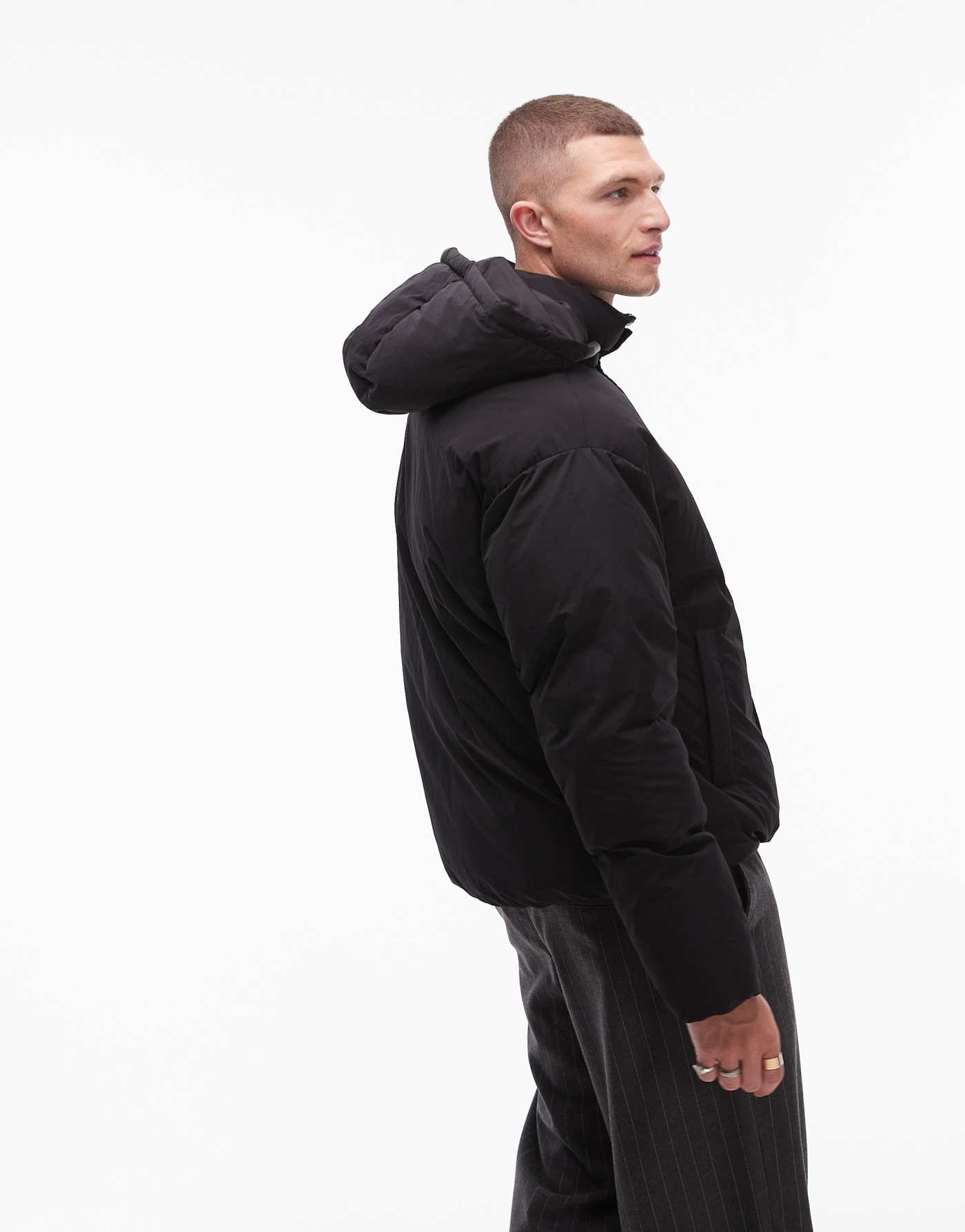 Topman collared puffer jacket in black