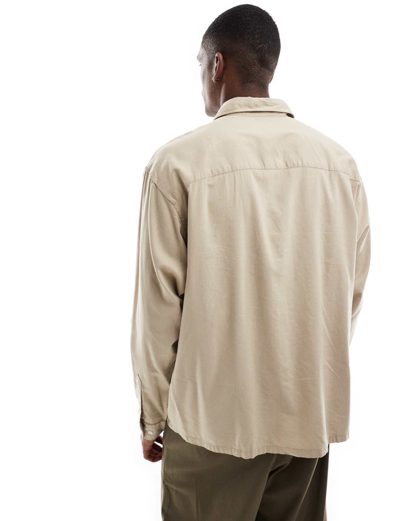 Jack & Jones boxy straight hem shirt in beige