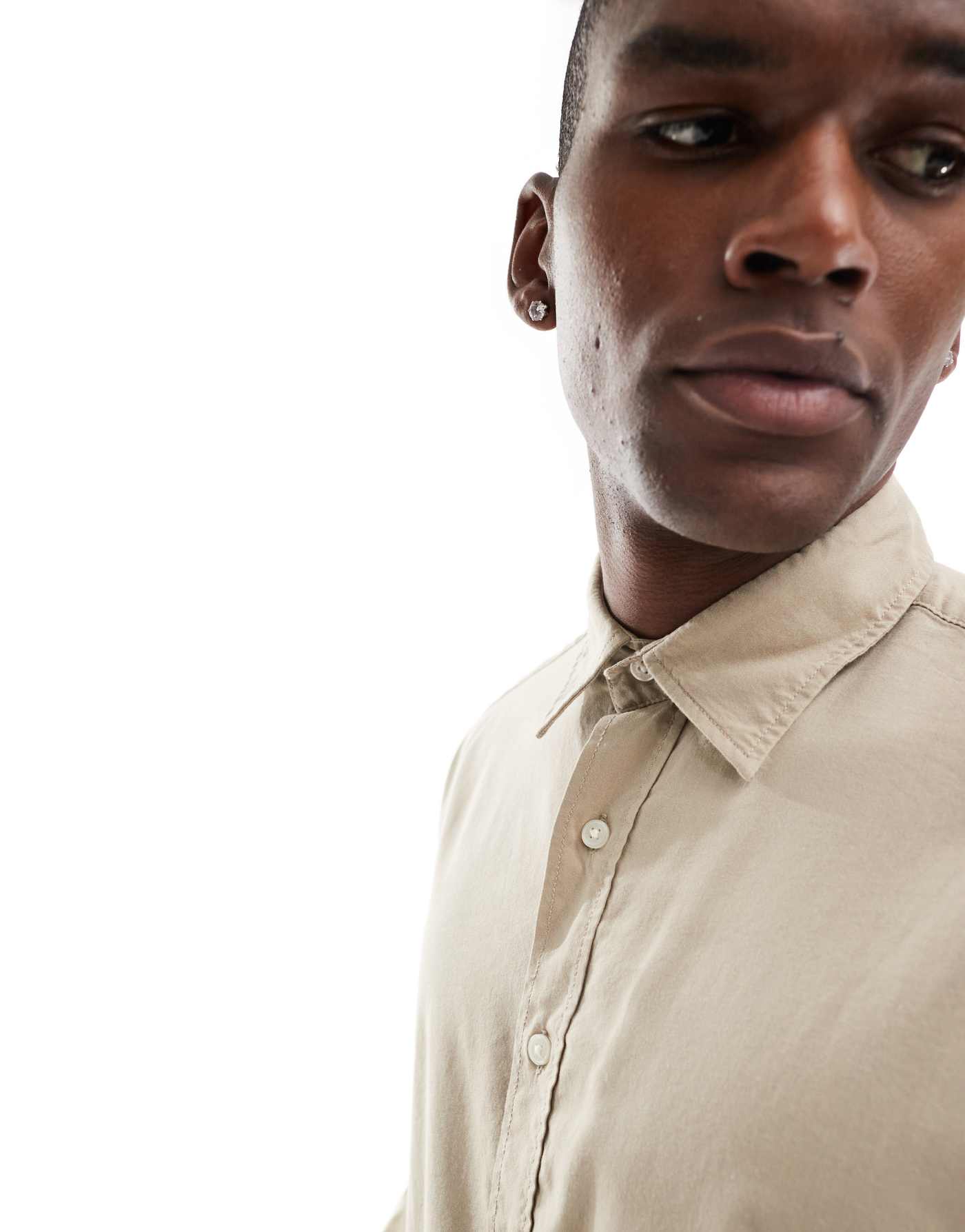 Jack & Jones boxy straight hem shirt in beige