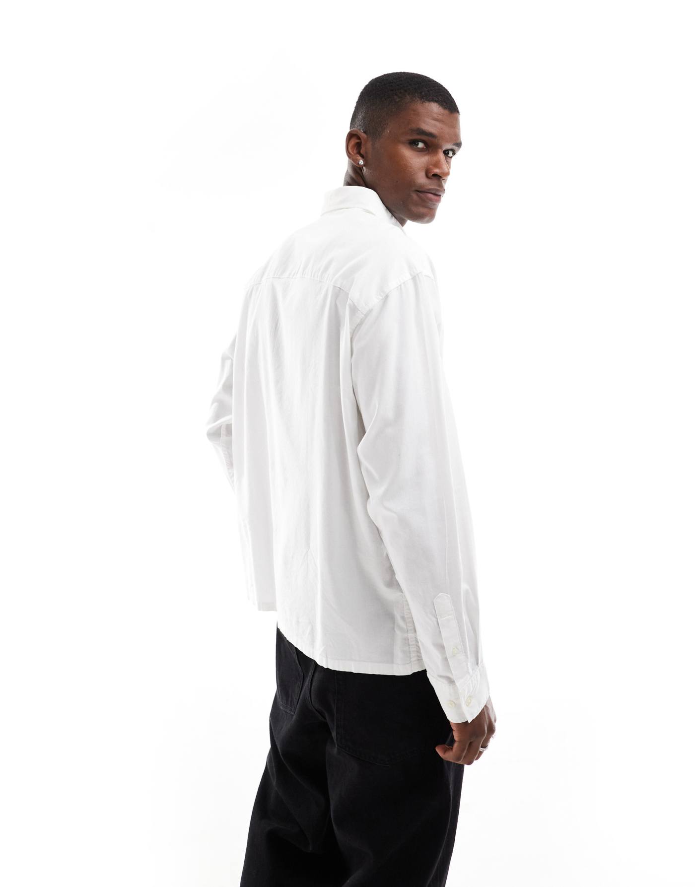 Jack & Jones boxy straight hem shirt in white