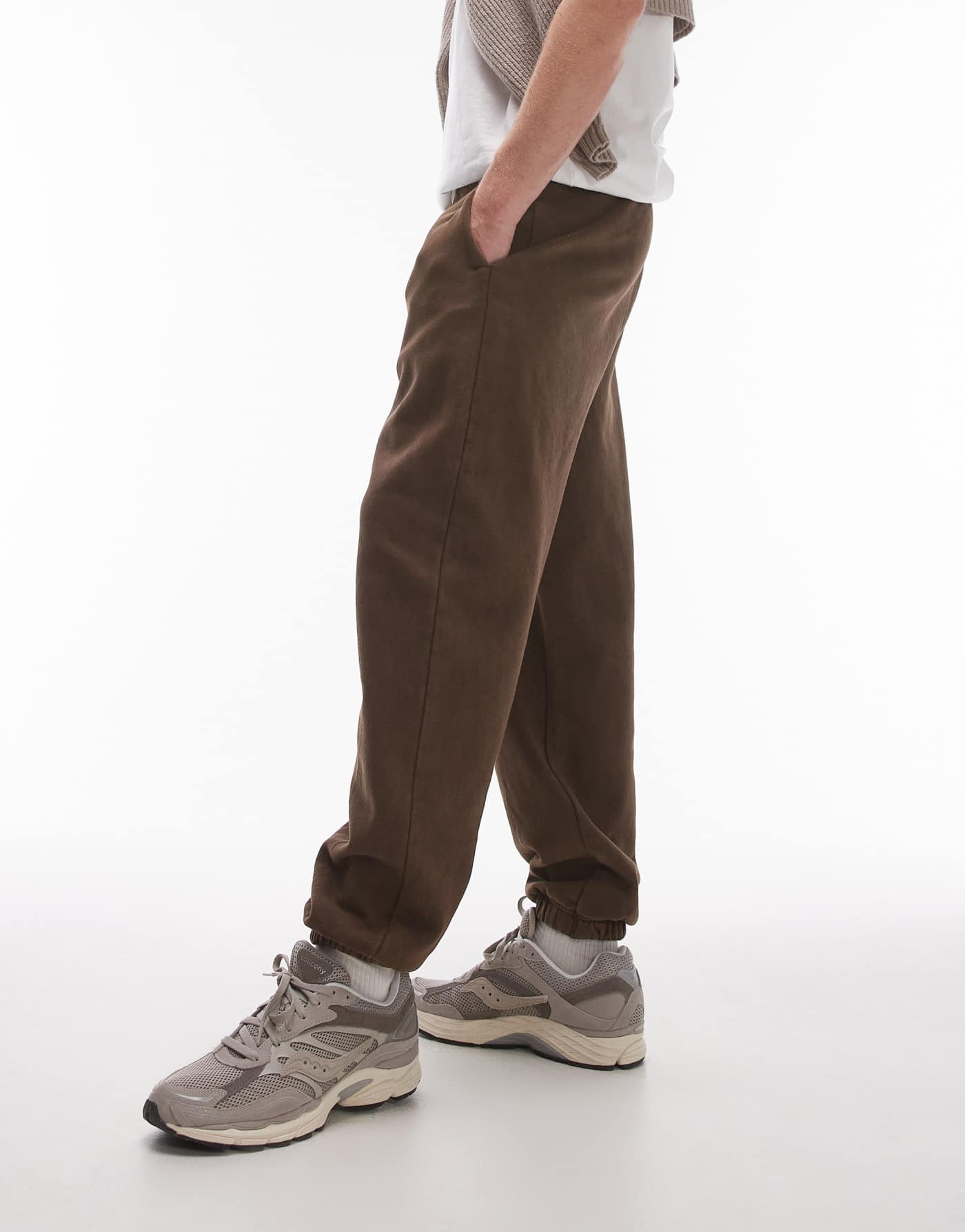 Topman washed oversized jogger in mauve