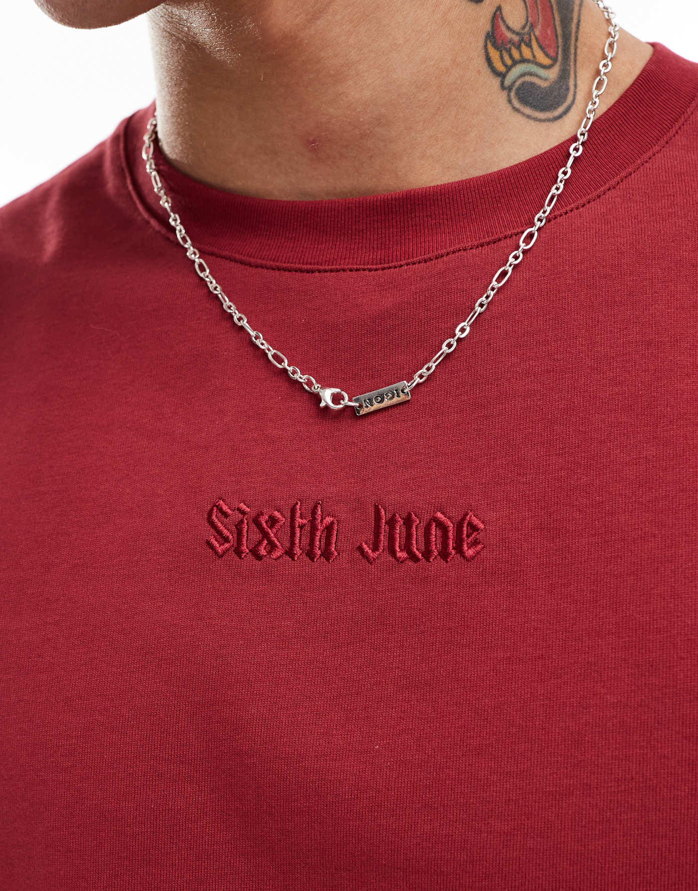 Sixth June back printed quote t-shirt in burgundy