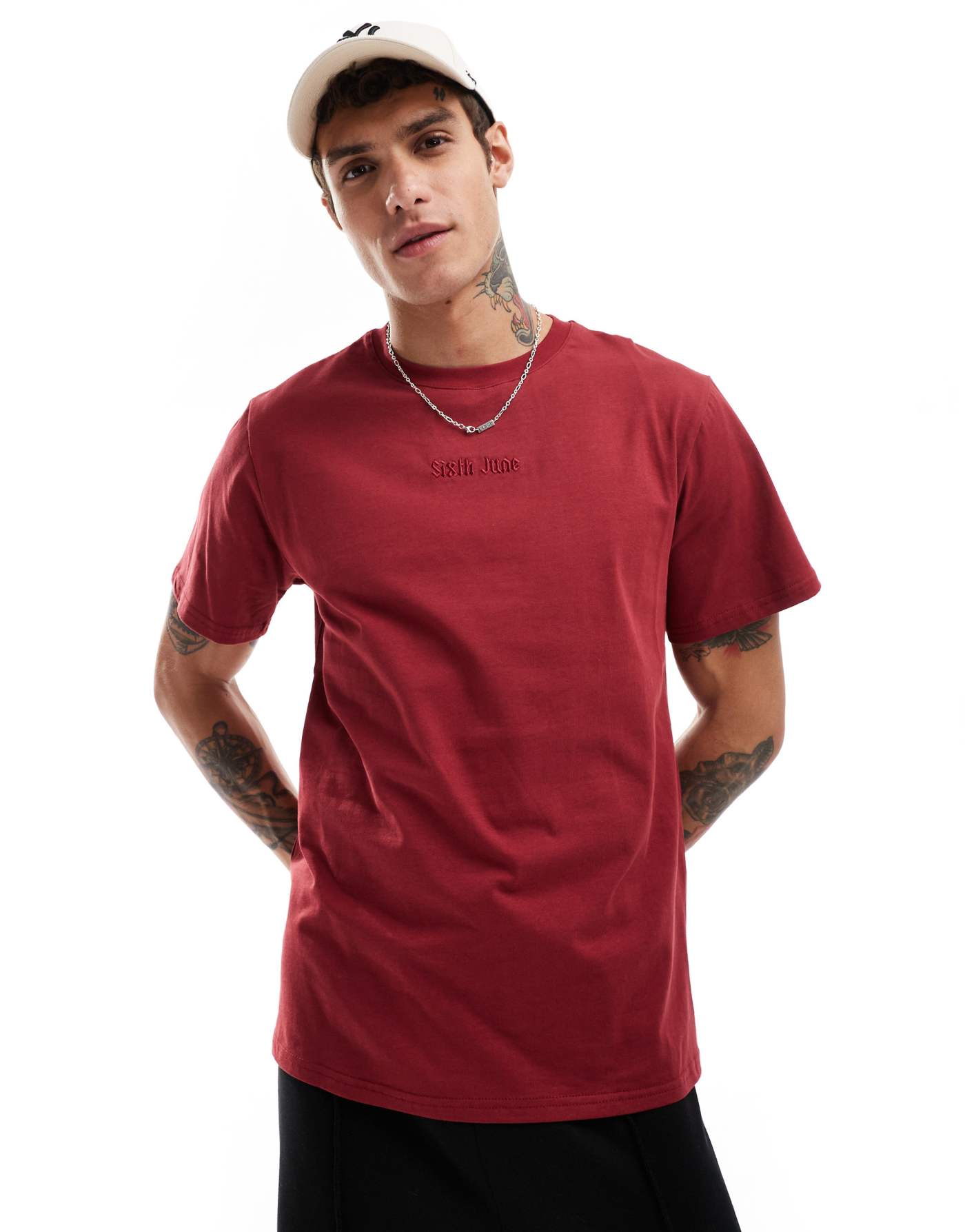 Sixth June back printed quote t-shirt in burgundy