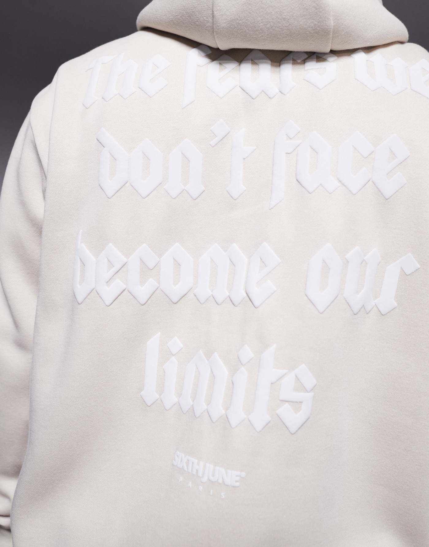 Sixth June back printed quote hoodie in beige