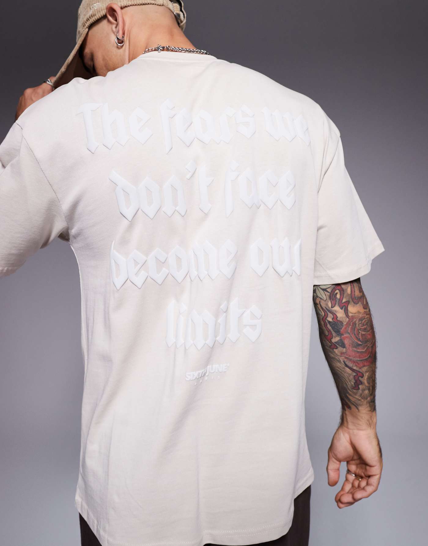 Sixth June back printed quote t-shirt in beige