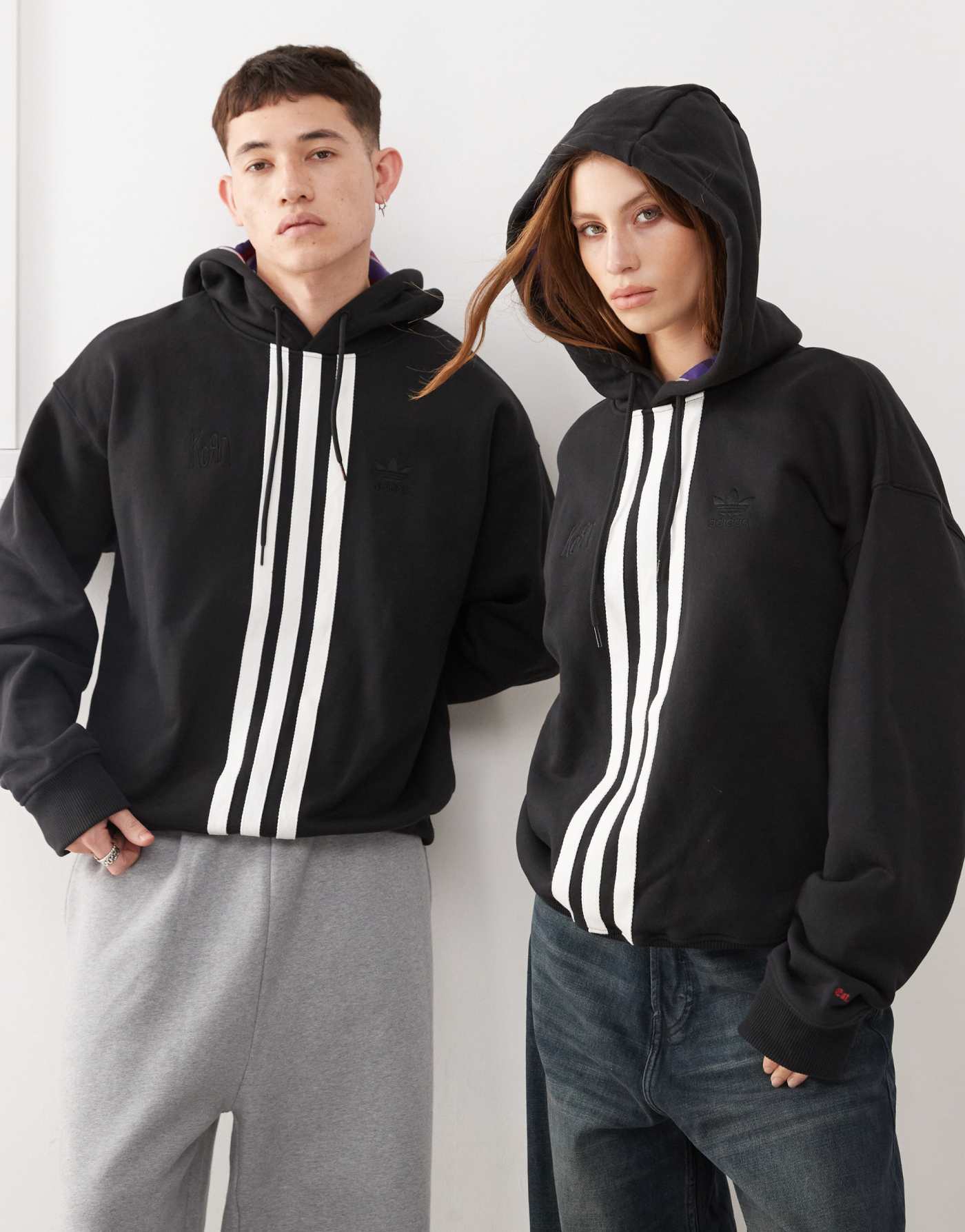 adidas Originals x KoRn 3-stripe hoodie in black