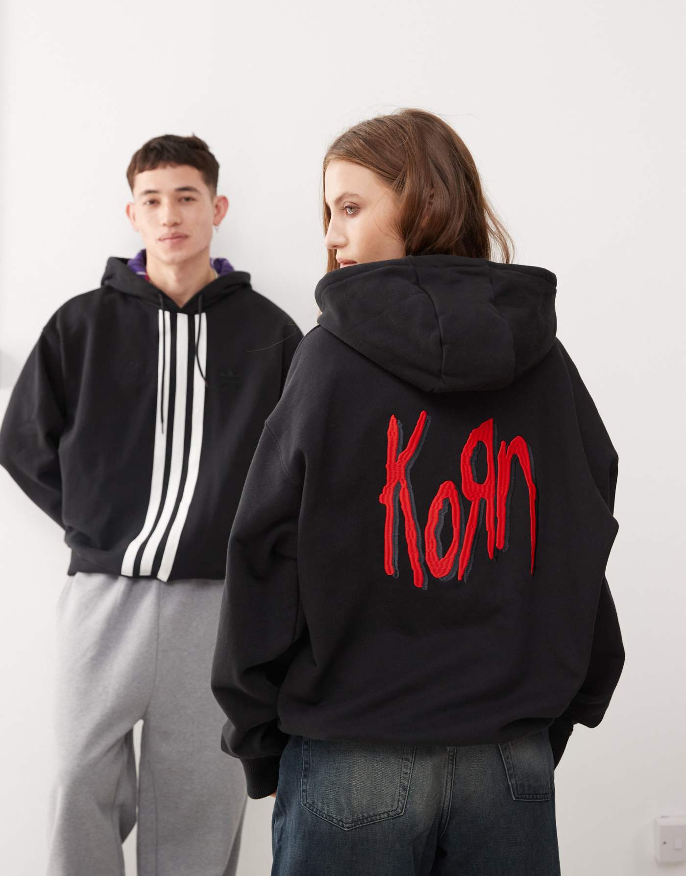 adidas Originals x KoRn 3-stripe hoodie in black