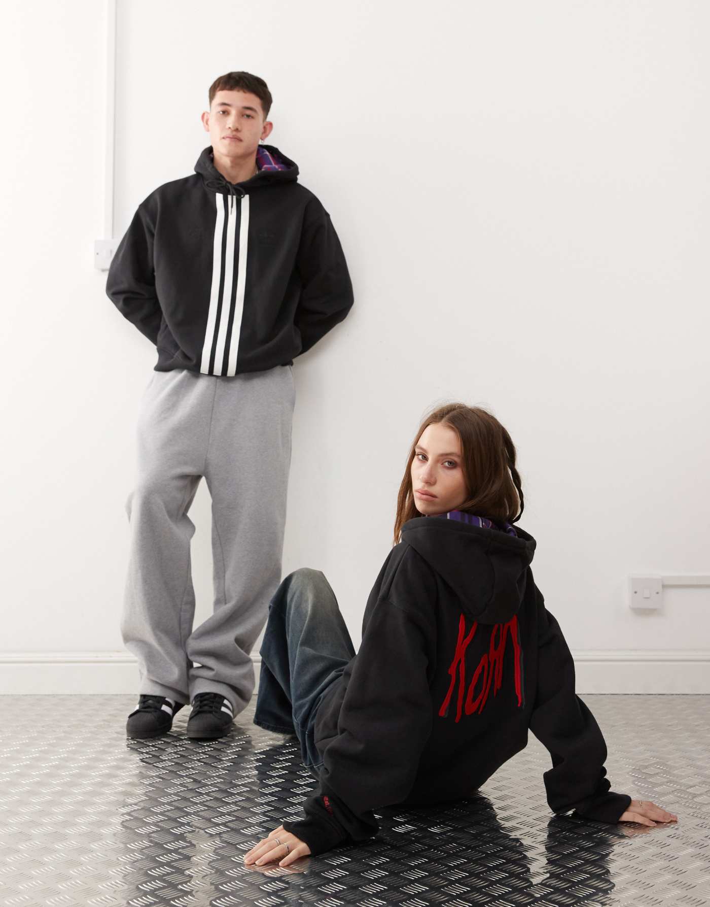 adidas Originals x KoRn 3-stripe hoodie in black