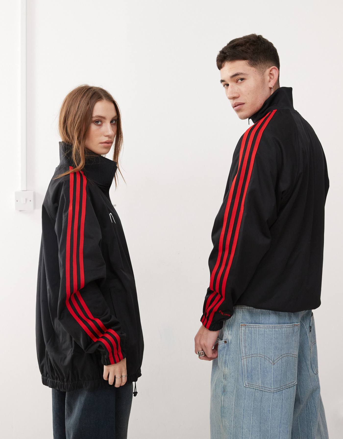 adidas Originals x KoRn reversible track top in black, red and purple tartan