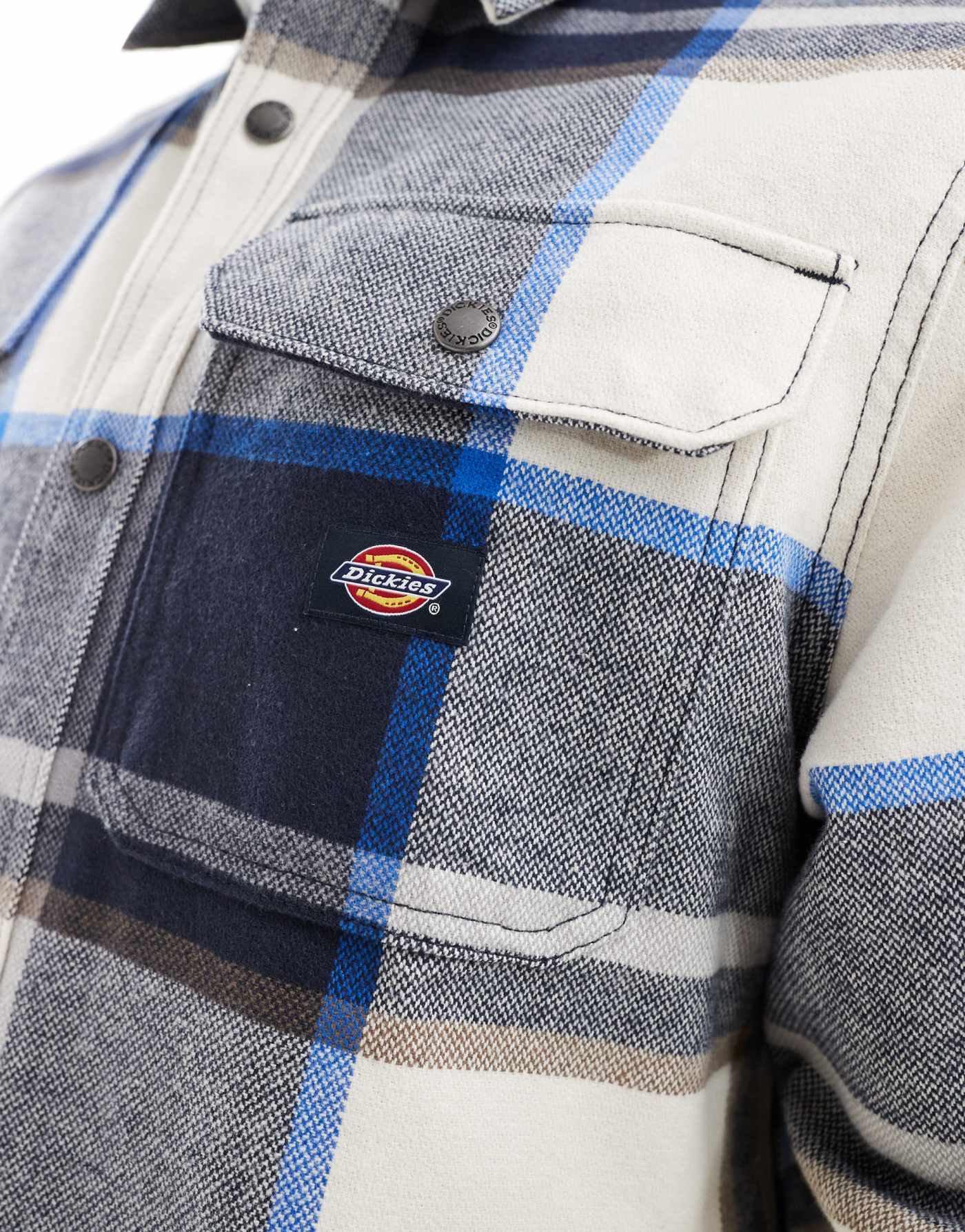 Dickies nimmons large check shirt in off white and grey multi