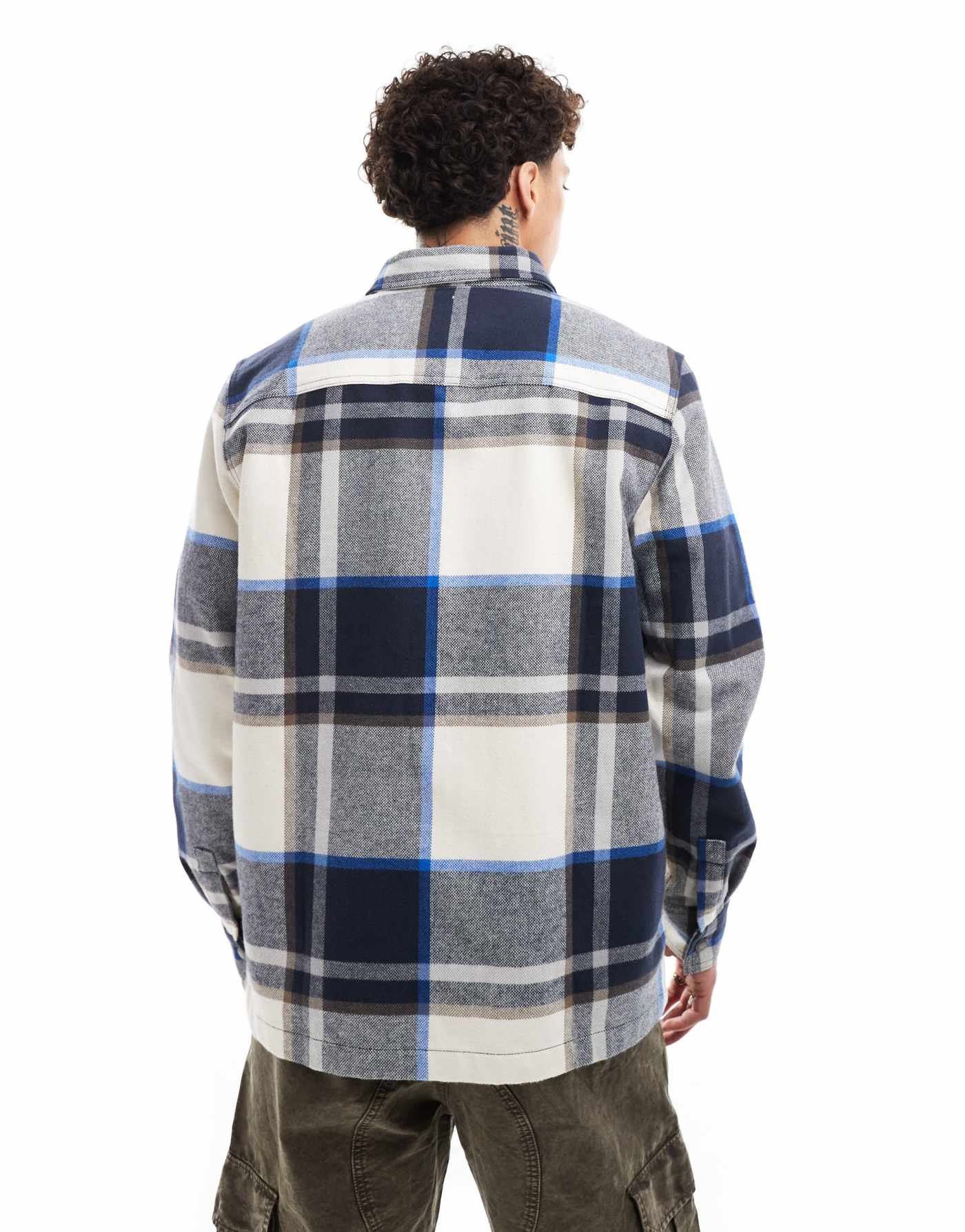 Dickies nimmons large check shirt in off white and grey multi