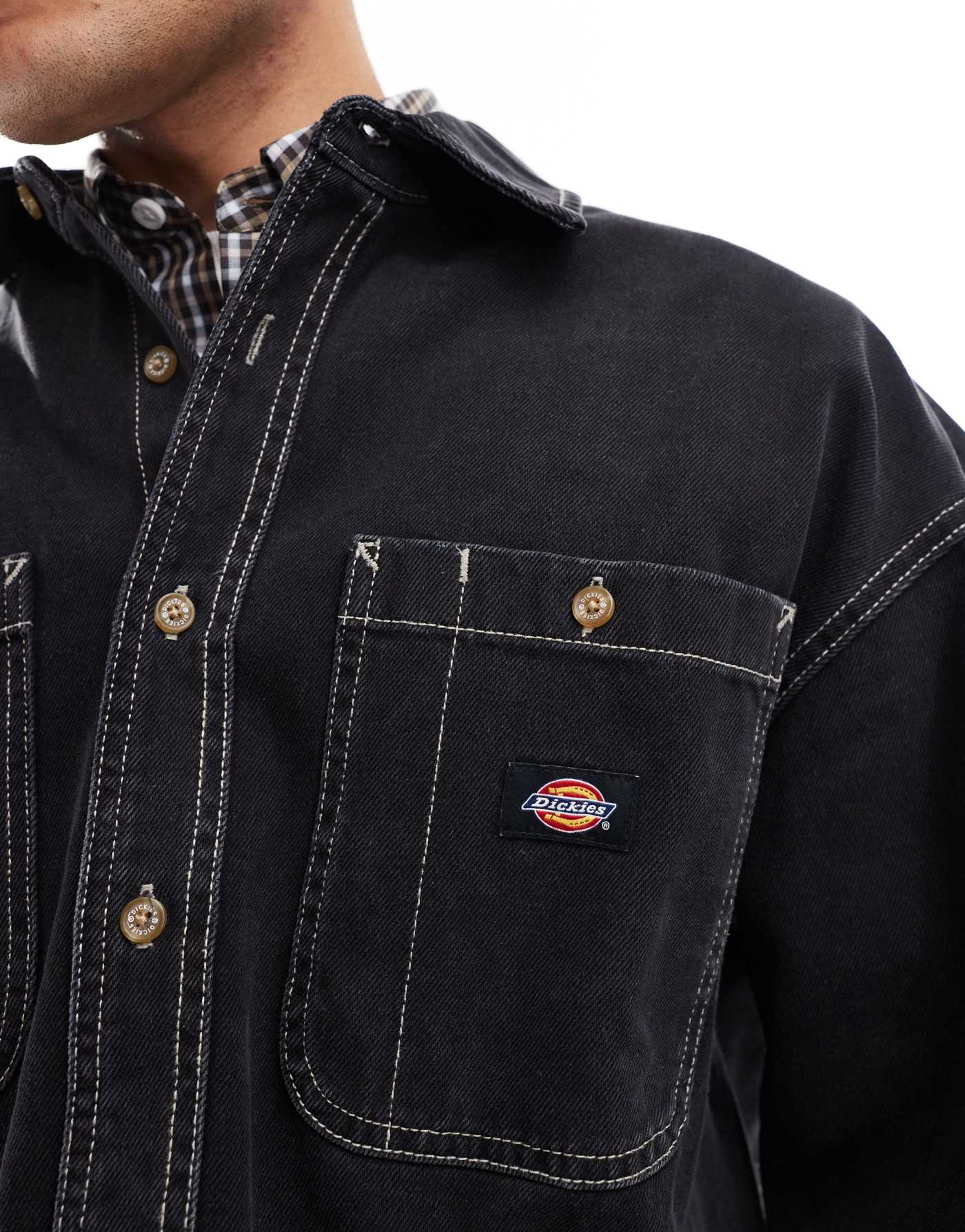 Dickies houston denim shirt in washed black