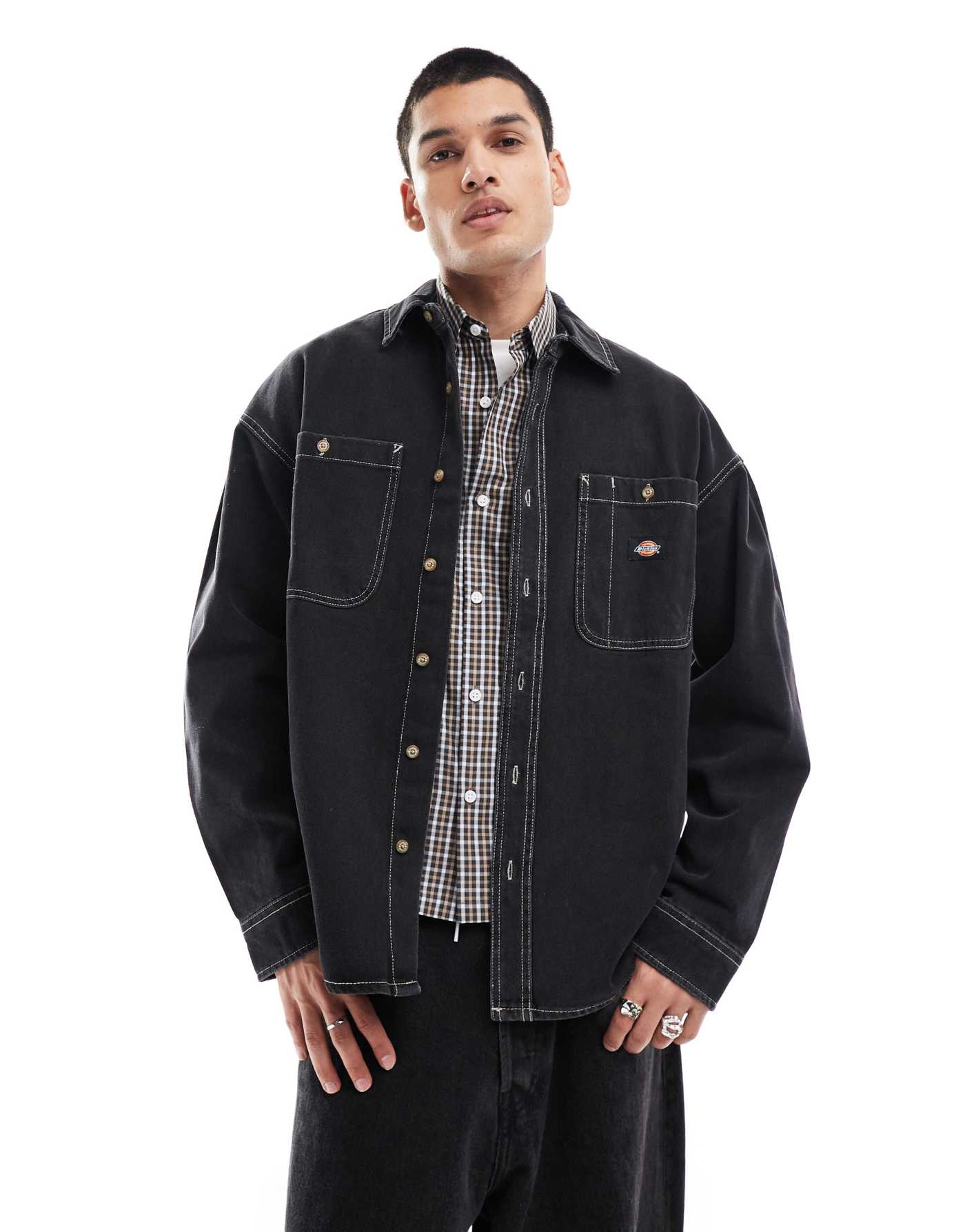 Dickies houston denim shirt in washed black