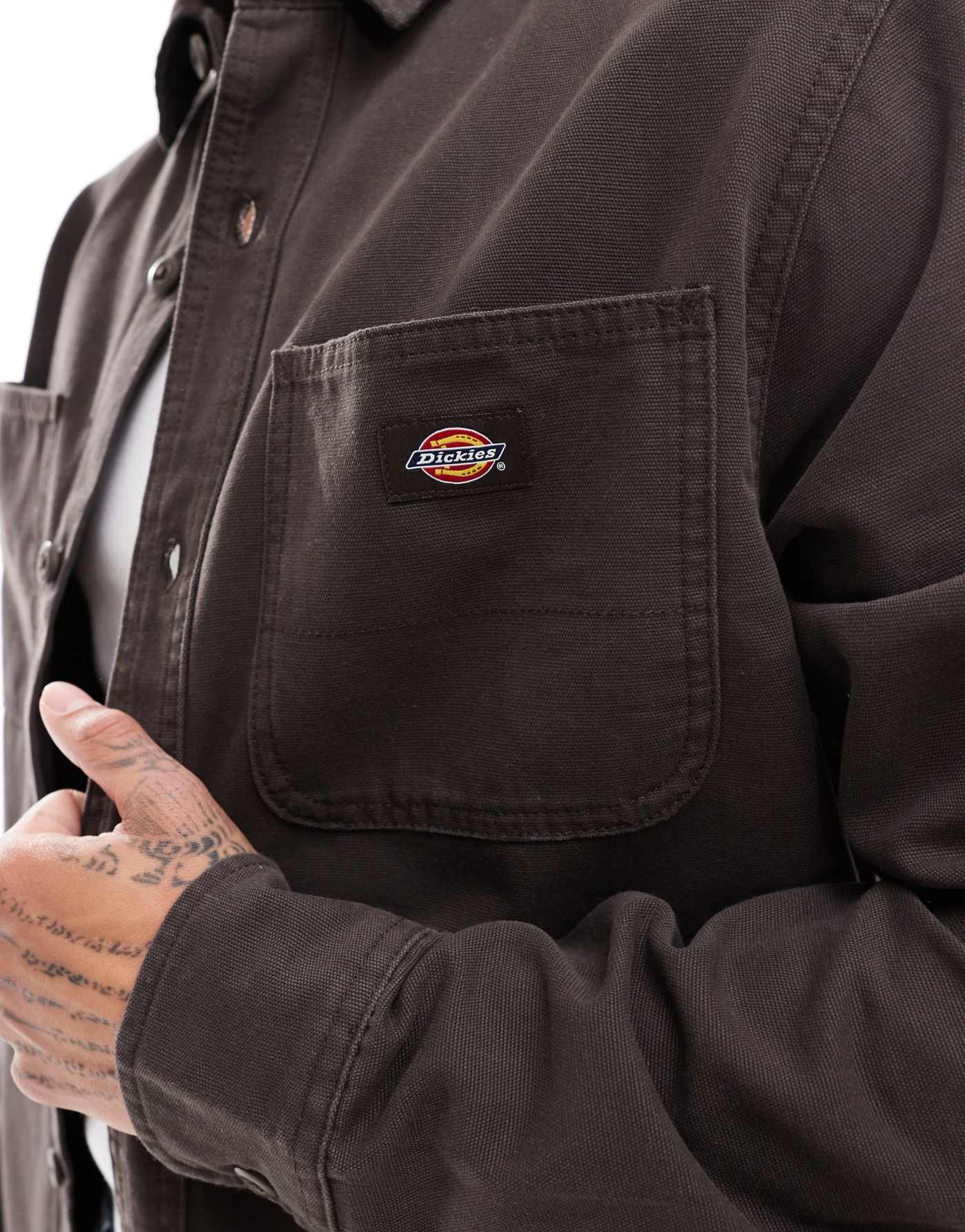 Dickies duck canvas shirt in dark brown