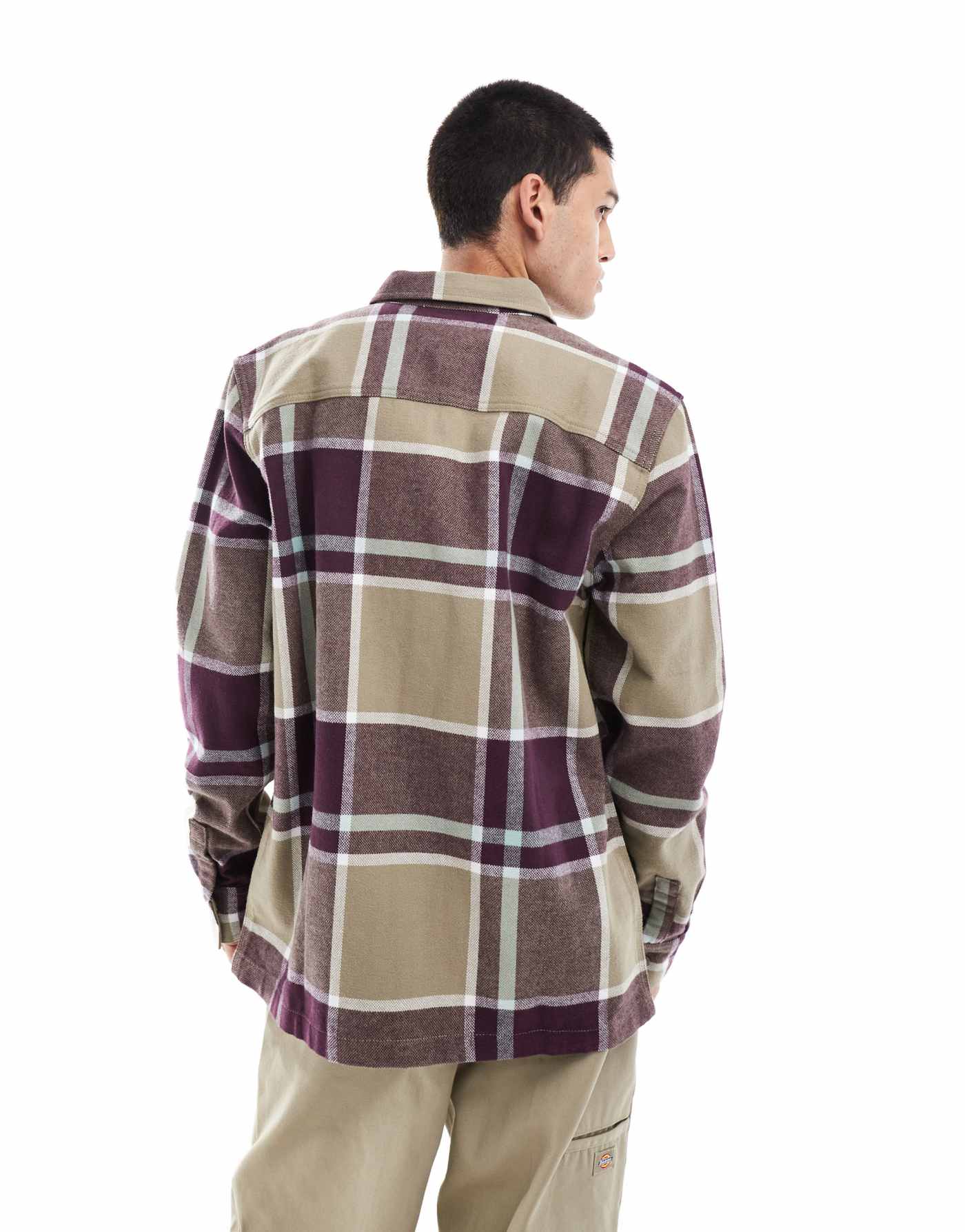 Dickies nimmons large check shirt in green multi