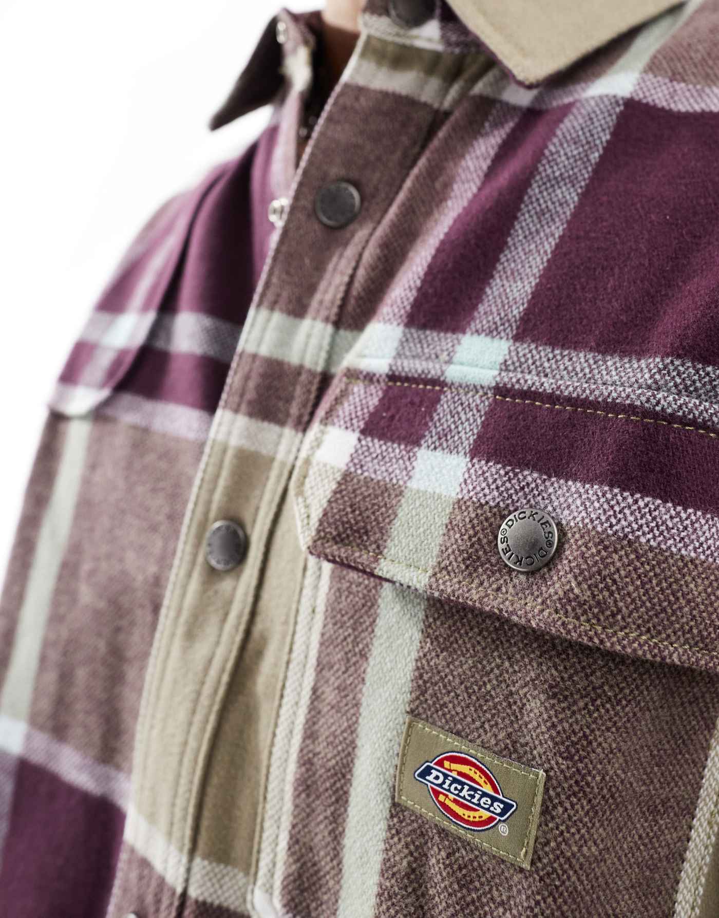 Dickies nimmons large check shirt in green multi