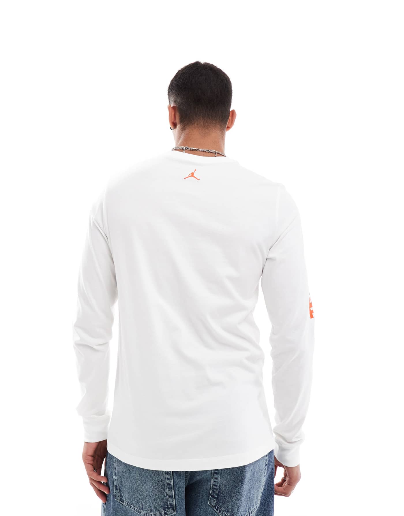 Jordan flame logo long sleeve t-shirt in white