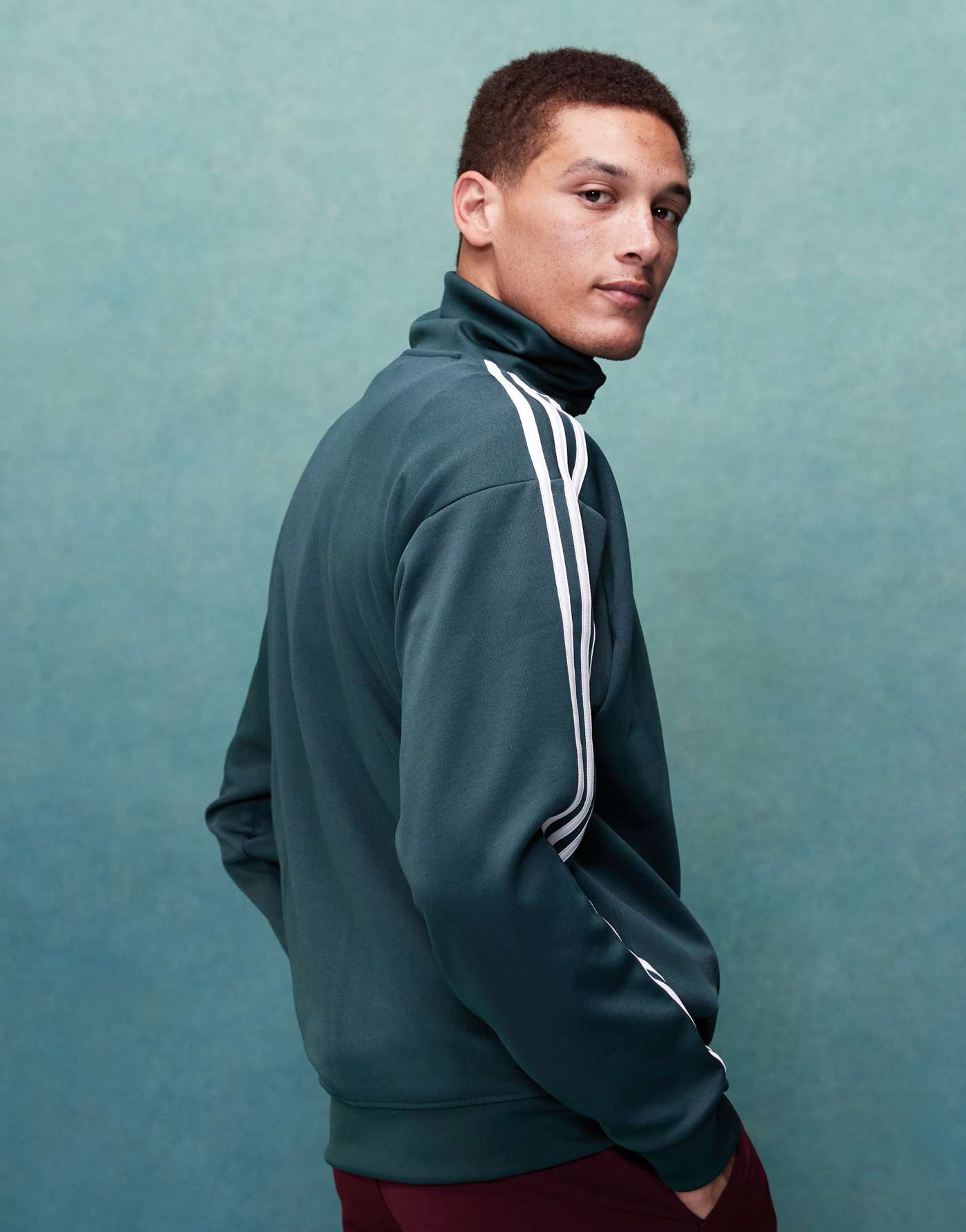 adidas Originals funnel neck tracktop in mineral green