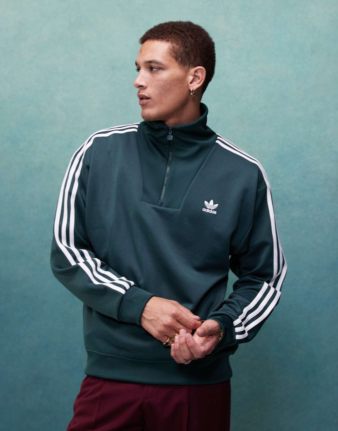 adidas Originals funnel neck tracktop in mineral green