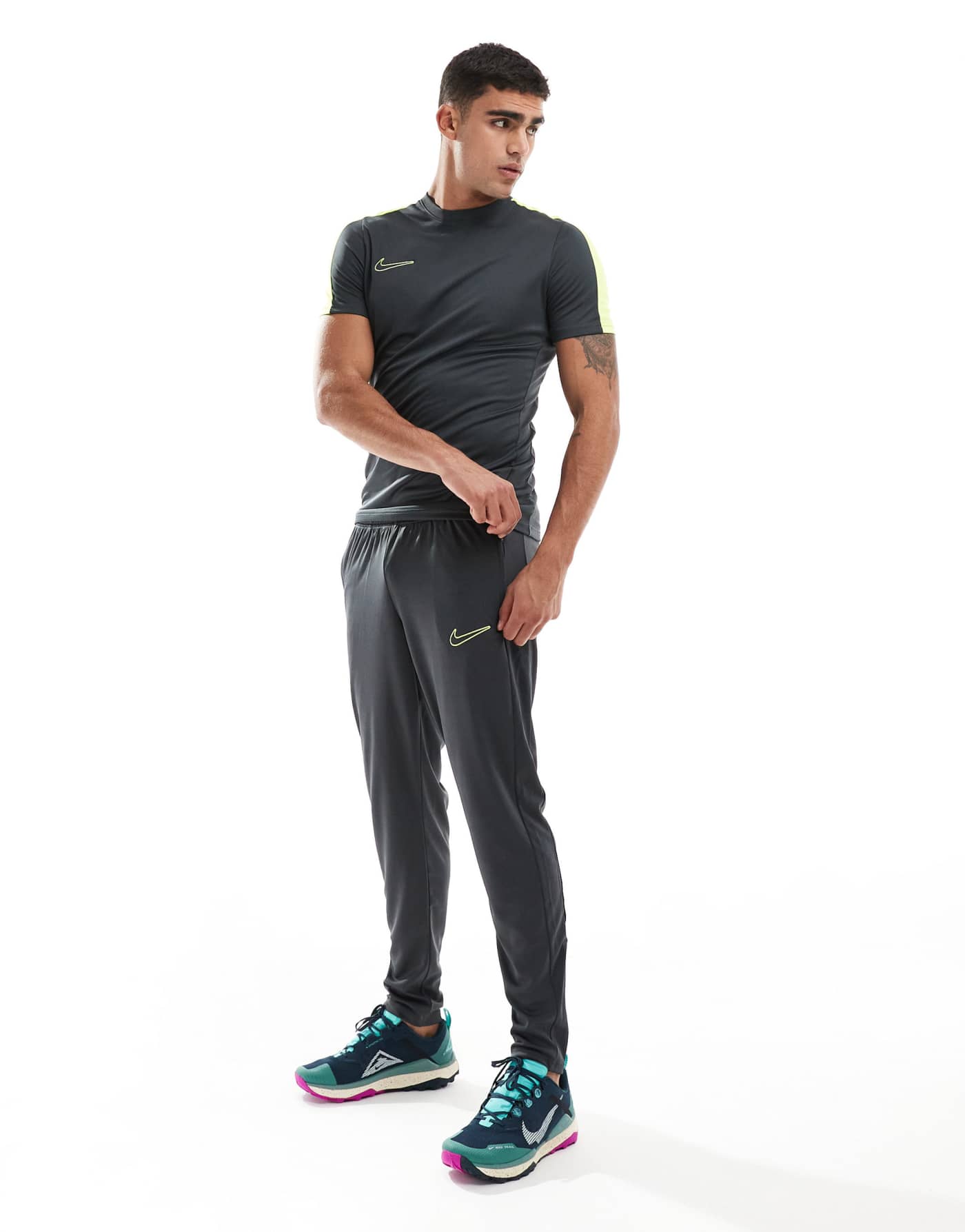 Nike Football Academy 23 joggers in charcoal and green