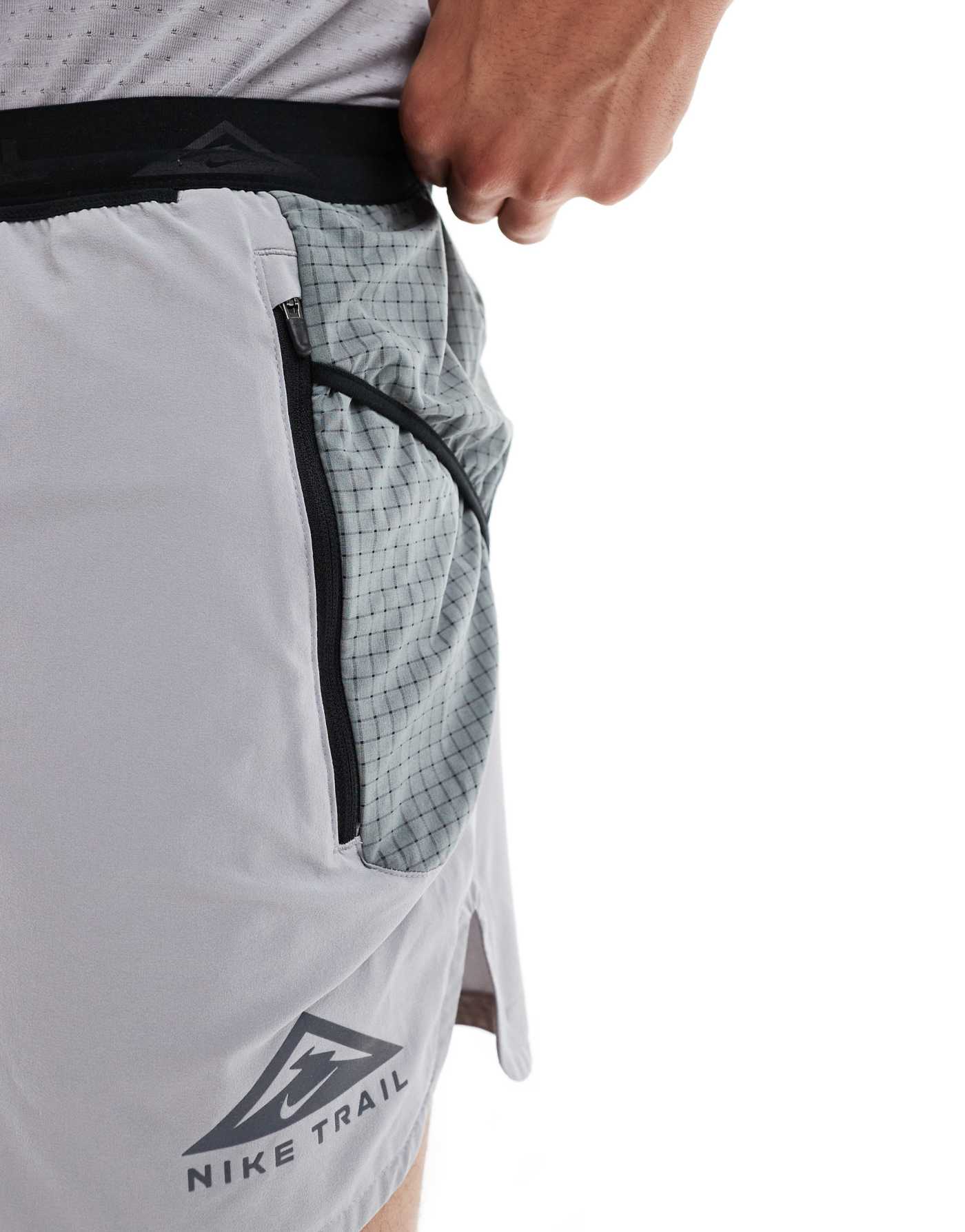 Nike Running Trail logo 5 inch shorts in grey