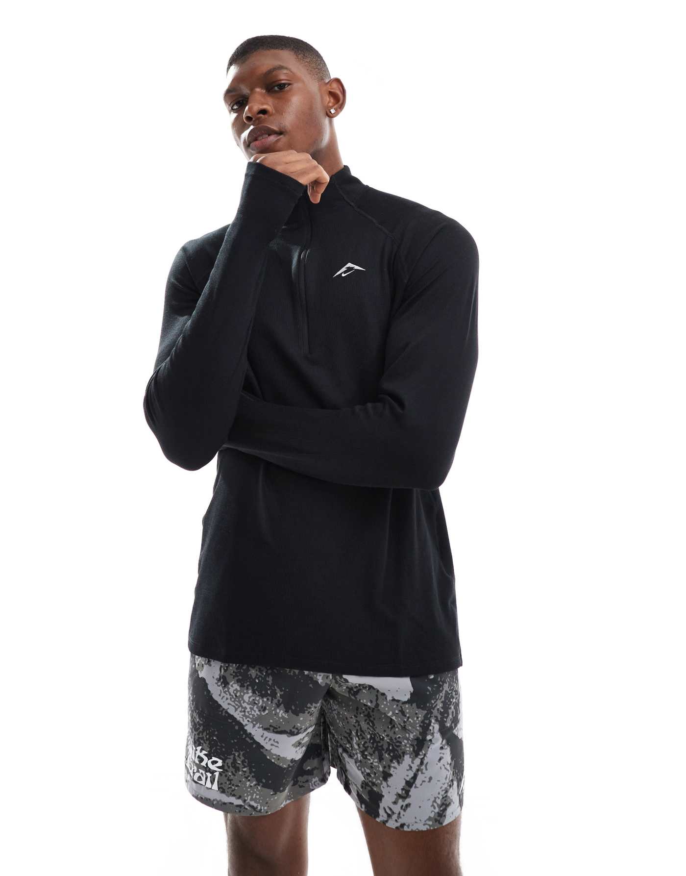 Nike Running Trail 1/4 zip sweatshirt in black