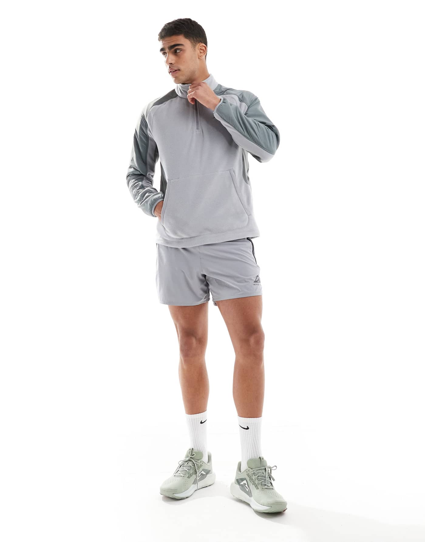 Nike Running Trail Polartec 1/4 zip fleece in grey