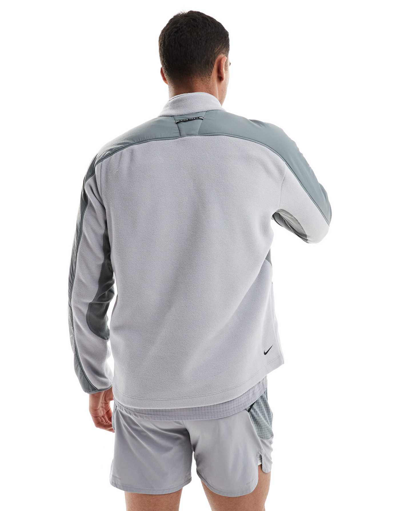 Nike Running Trail Polartec 1/4 zip fleece in grey