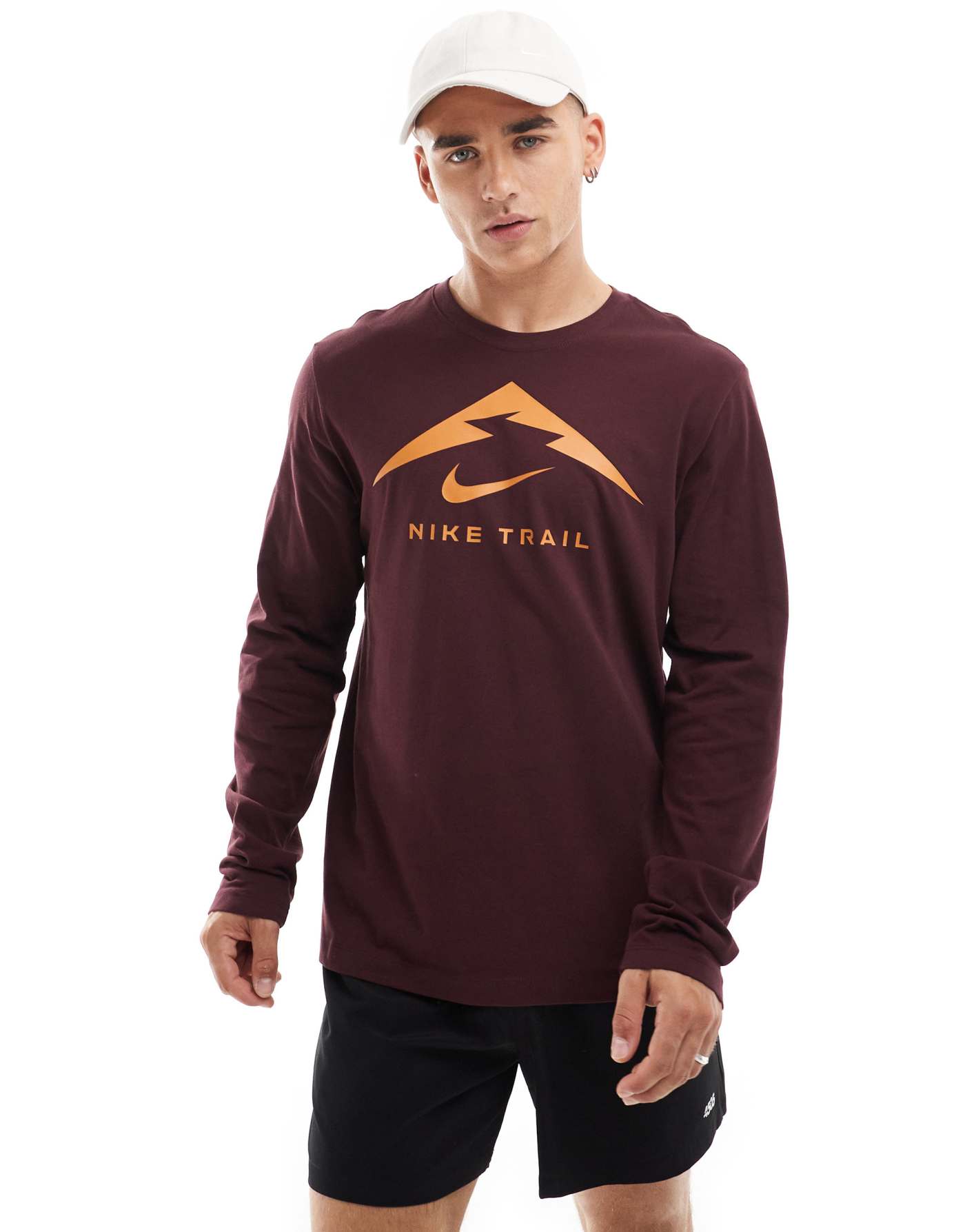 Nike Running Trail logo longsleeve t-shirt in burgundy