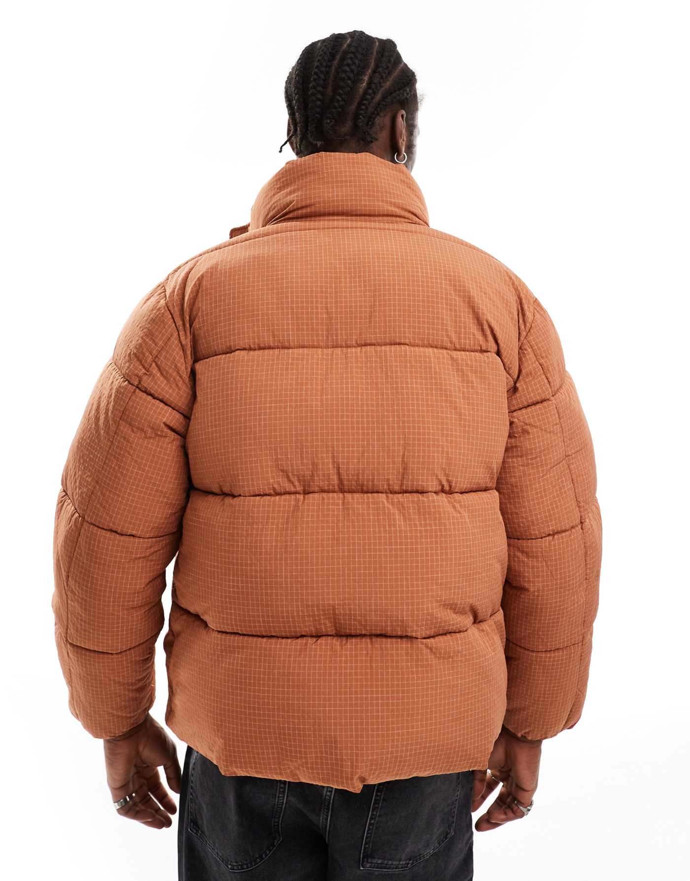 COLLUSION funnel neck ripstop padded puffer jacket in orange