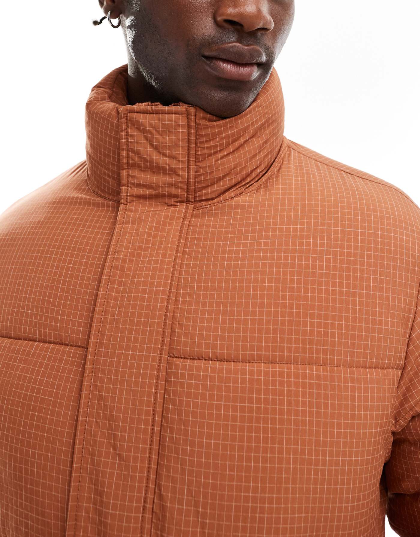 COLLUSION funnel neck ripstop padded puffer jacket in orange