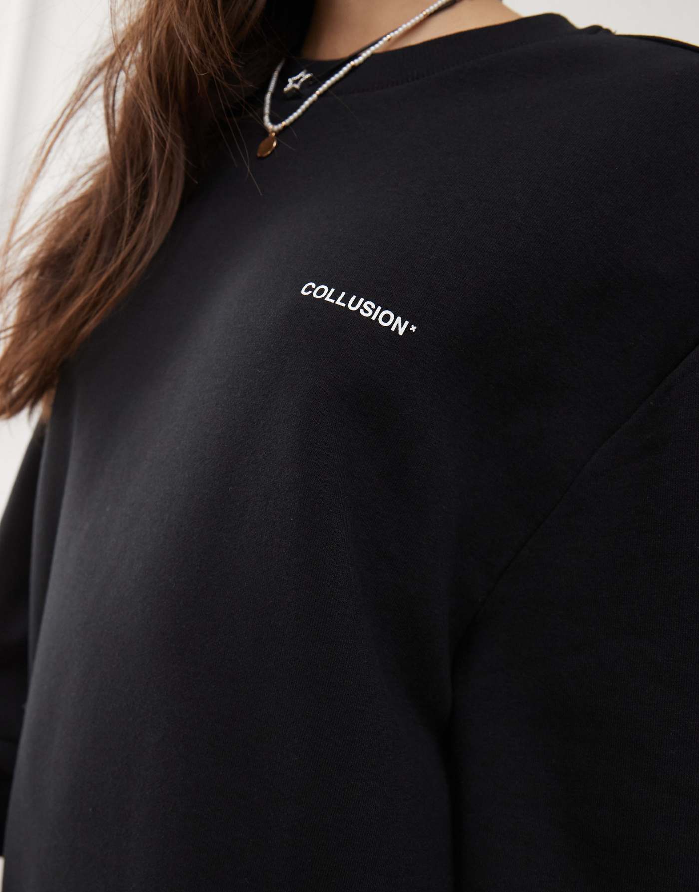 COLLUSION Unisex sweatshirt with logo print in black