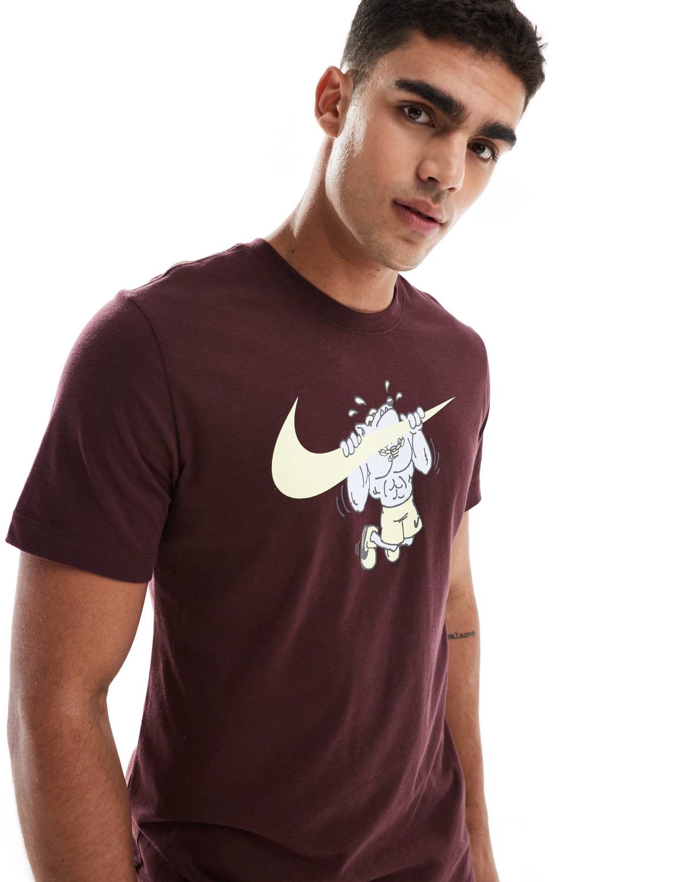 Nike Training Pull Up graphic t-shirt in burgundy