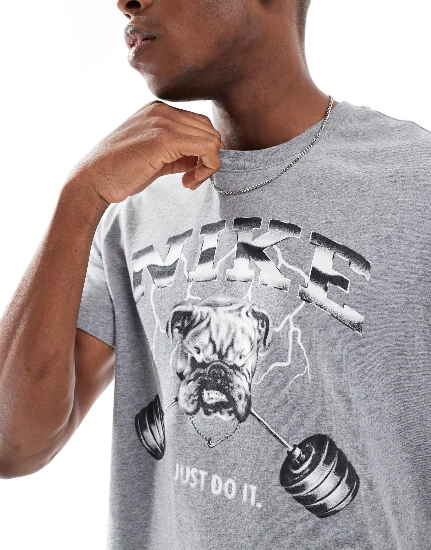 Nike Training Bulldog print t-shirt in dark grey