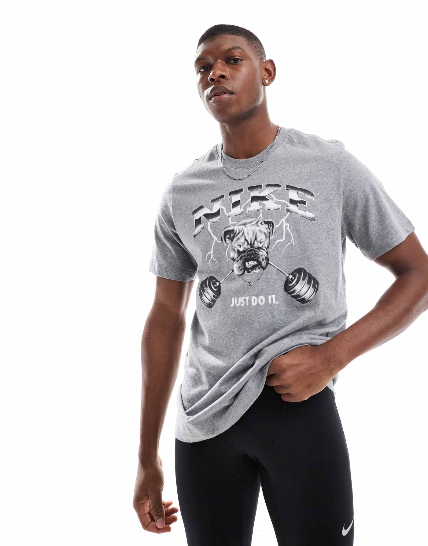 Nike Training Bulldog print t-shirt in dark grey