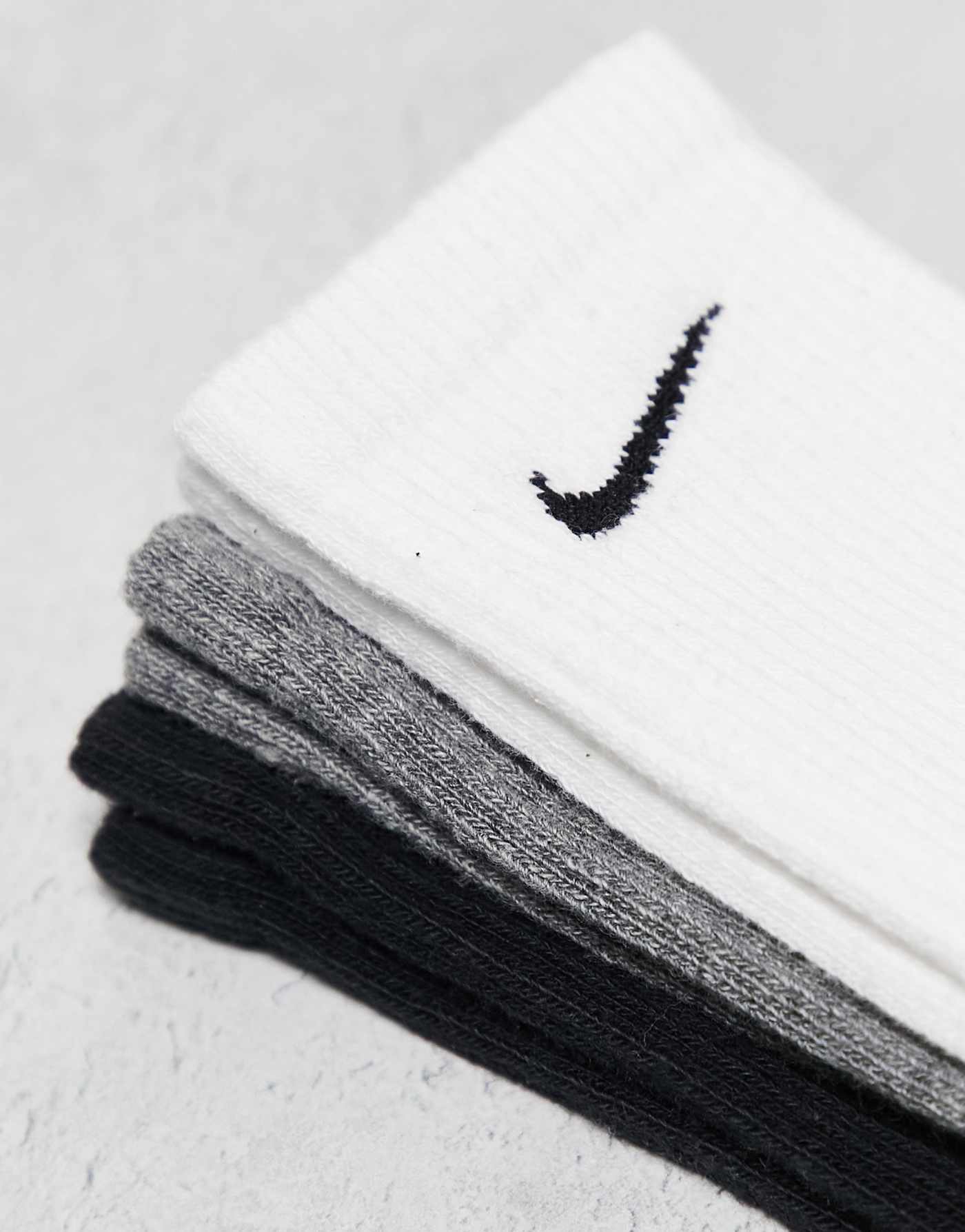 Nike Training Everyday Cushioned Plus 3 pack crew socks in white, grey and black