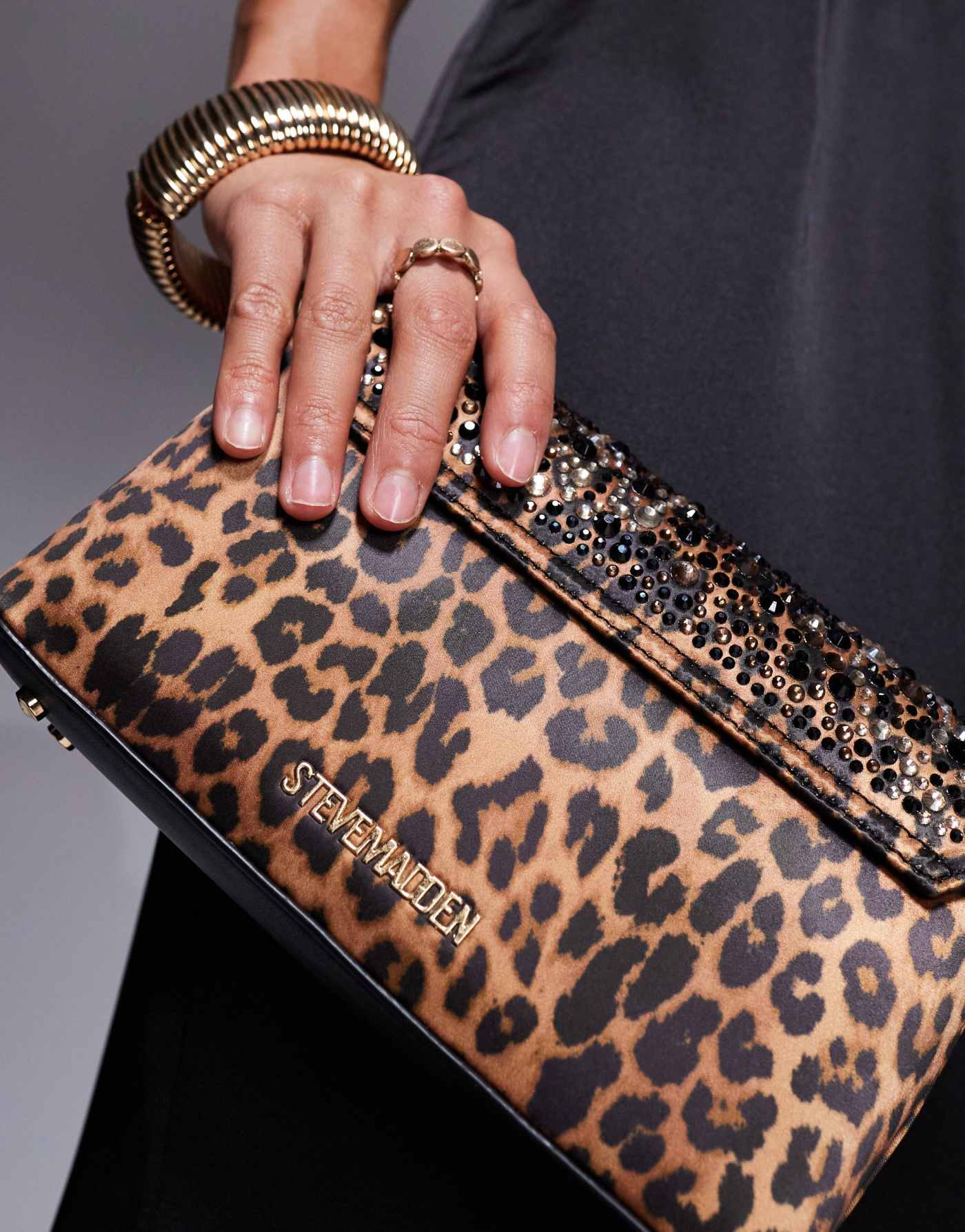 Steve Madden Bretros Embelished Clutch in Leopard