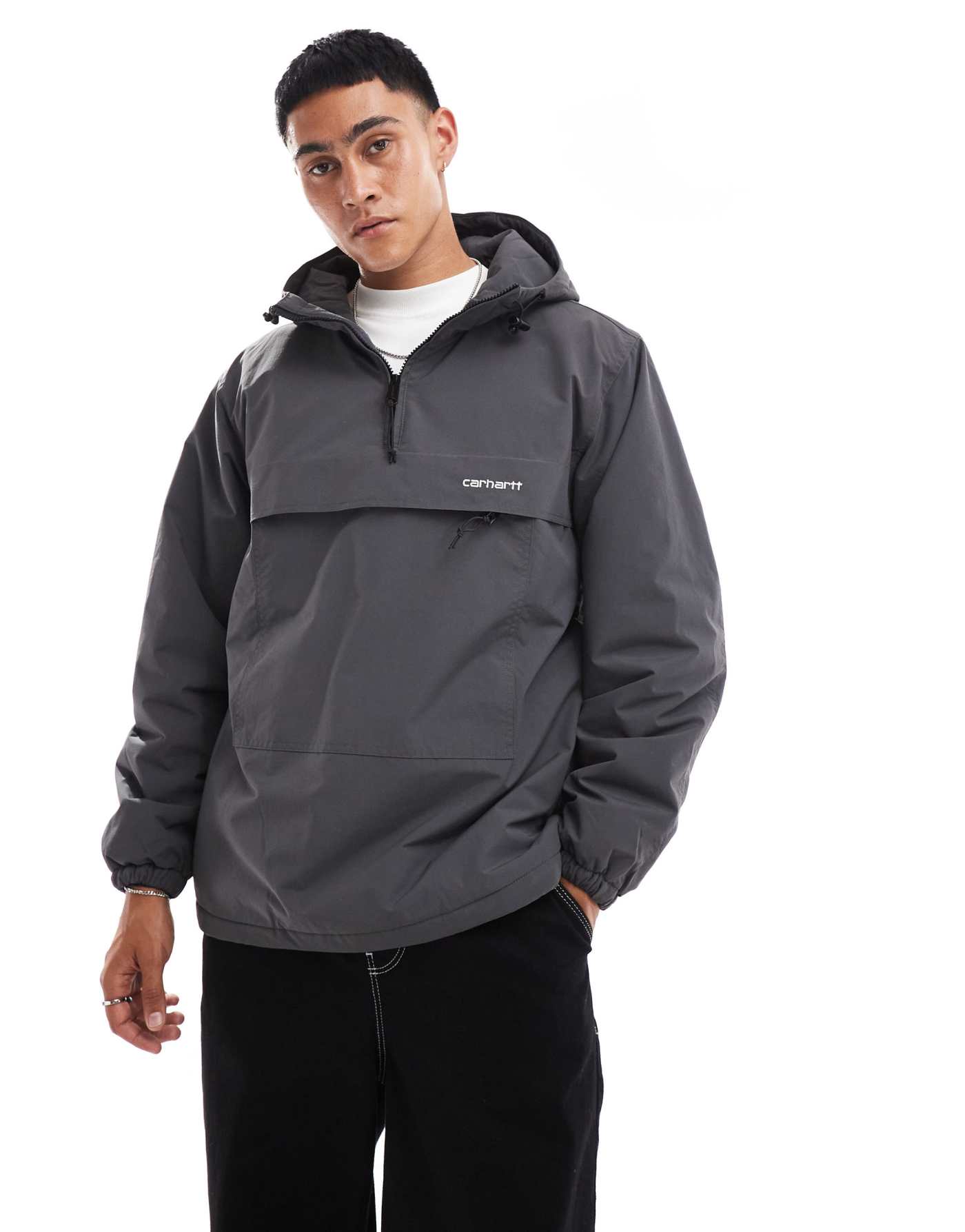 Carhartt WIP windbreaker 3/4 zip pullover in grey