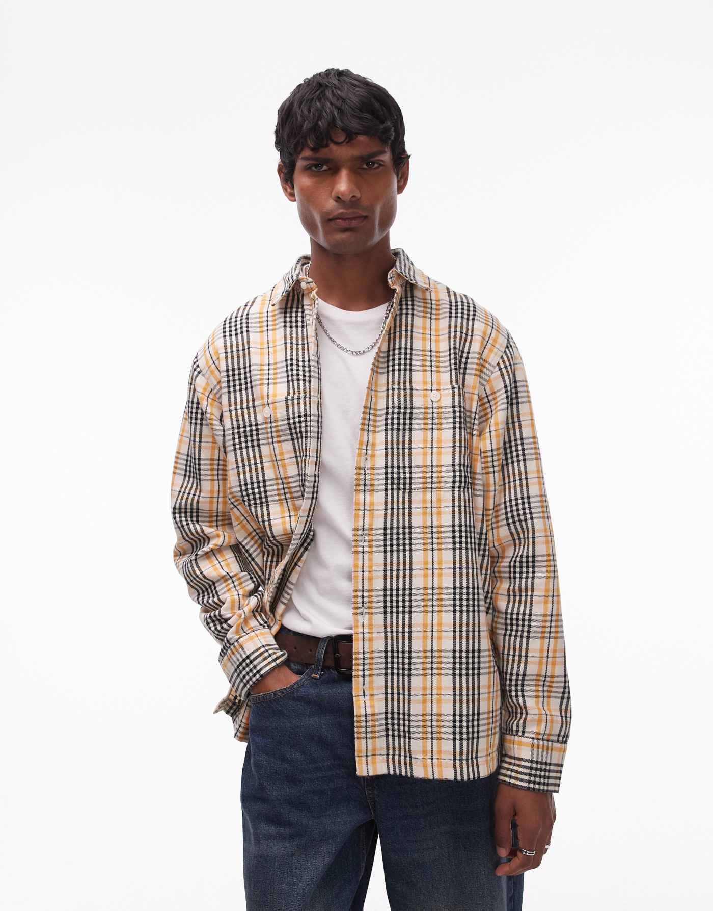 Carhartt WIP long sleeve mandlik shirt in beige multi