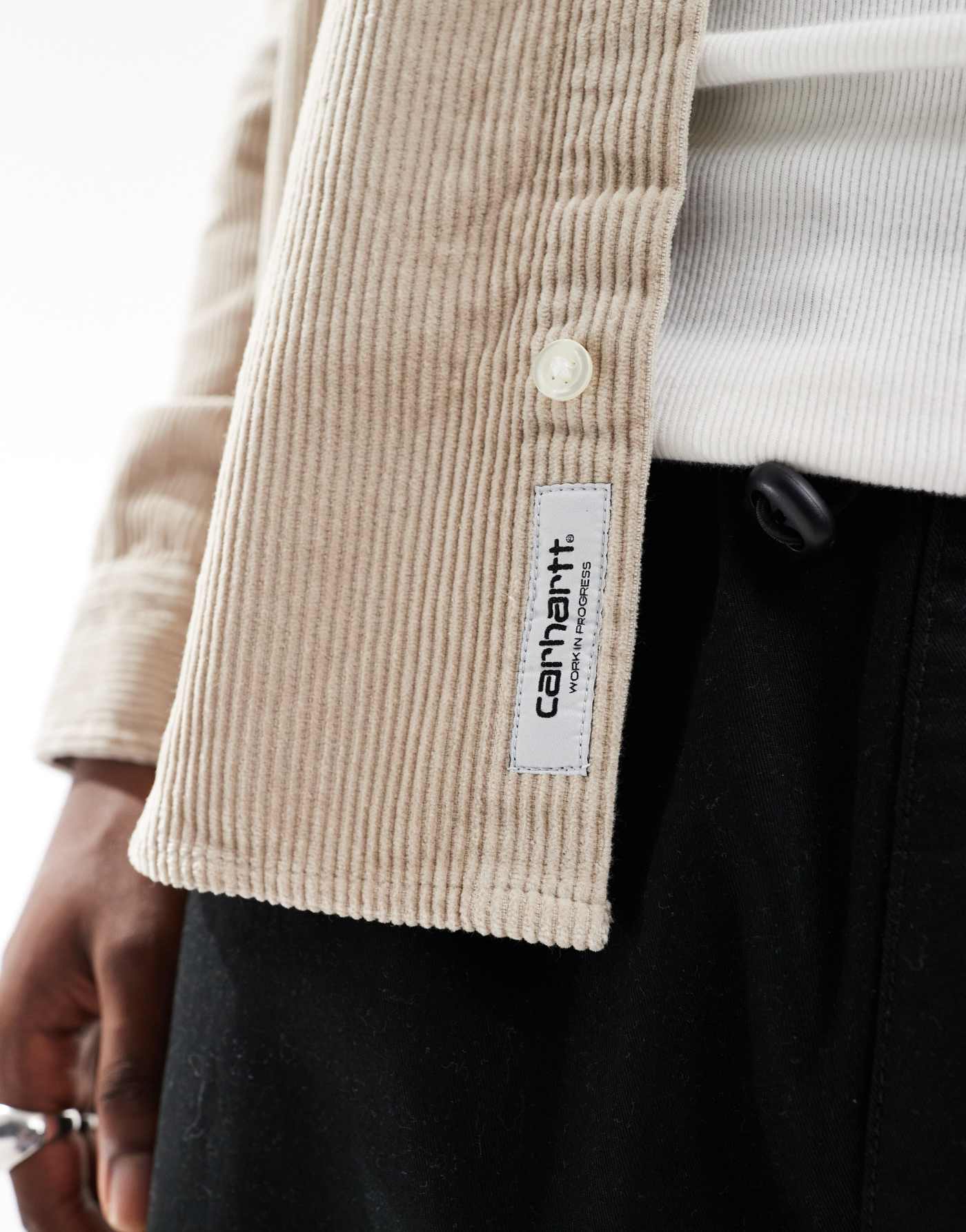 Carhartt WIP long sleeve madison cord shirt in beige