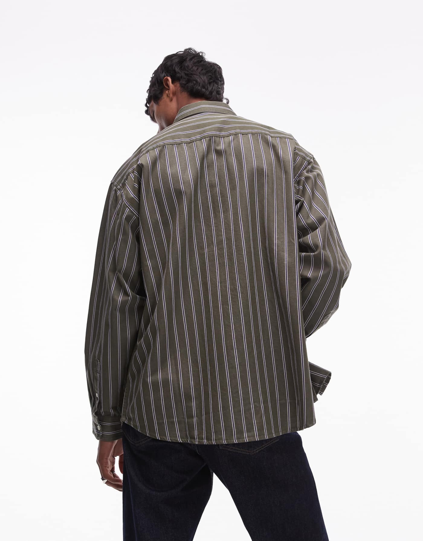 Carhartt WIP long sleeve signature stripe shirt in green