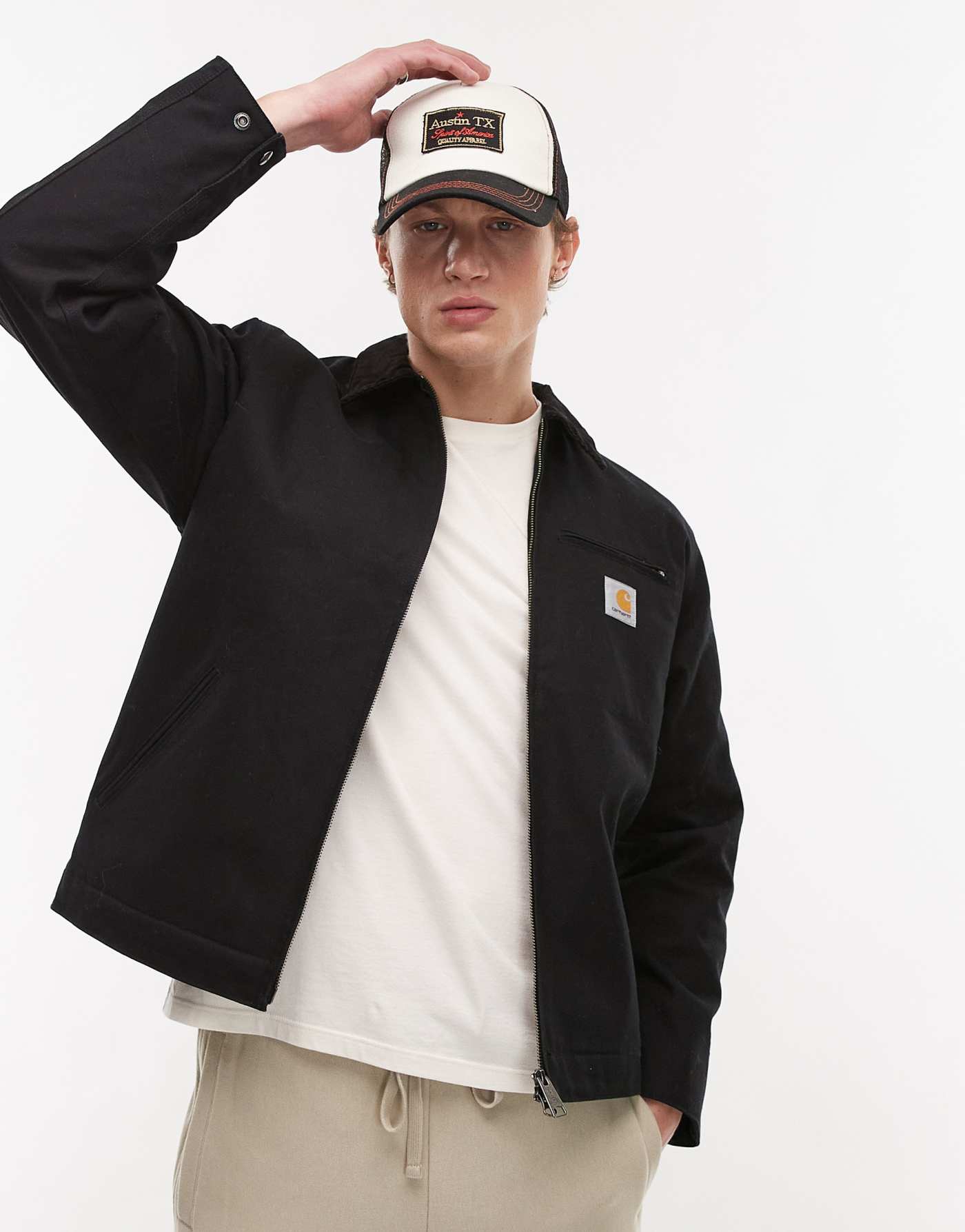 Carhartt WIP detroit zip up jacket in black