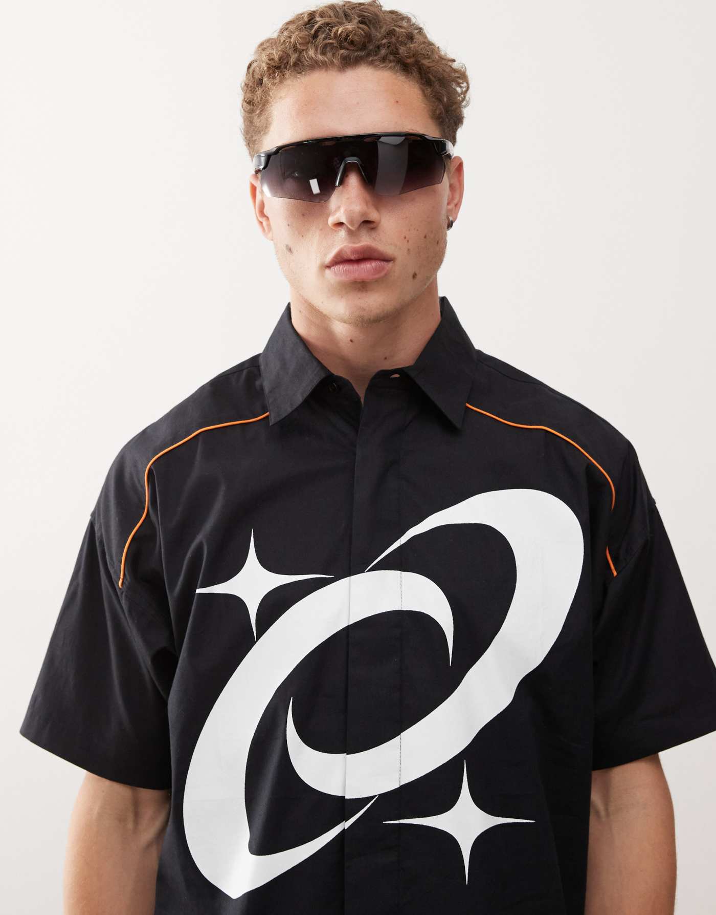 COLLUSION skater boxy shirt with front graphic in black