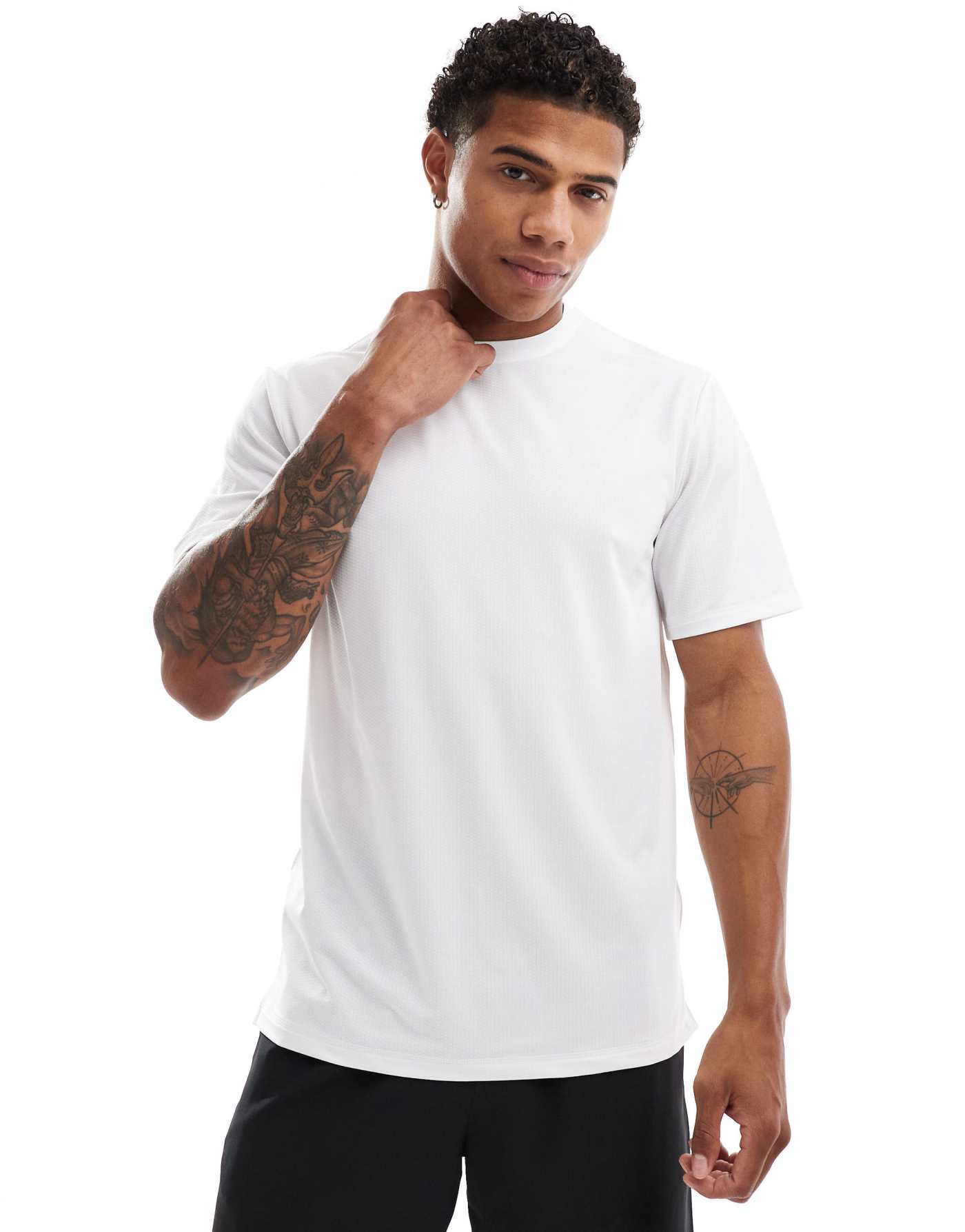 ASOS 4505 running mesh back print t-shirt in white