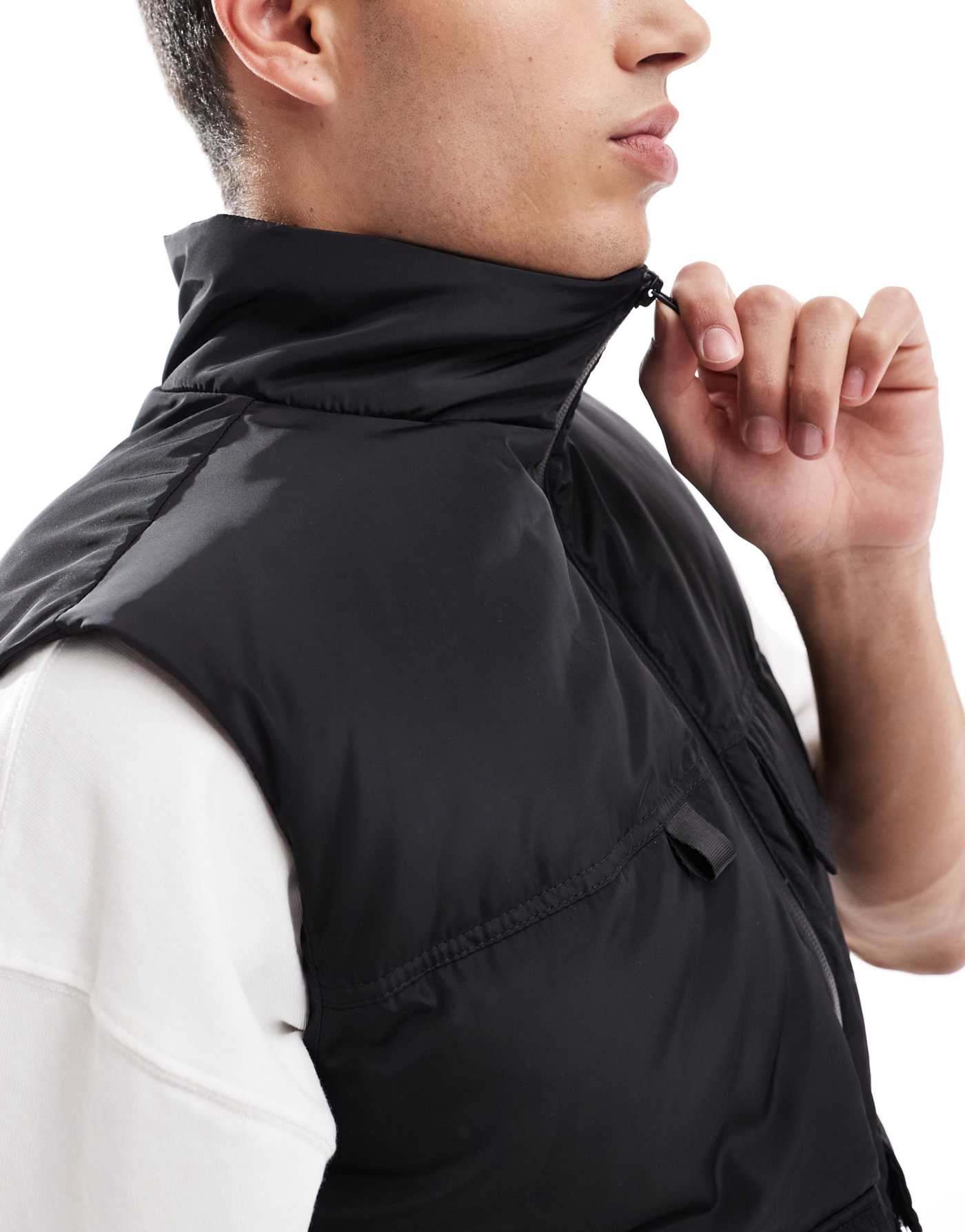 Another Influence utility puffer gilet in black