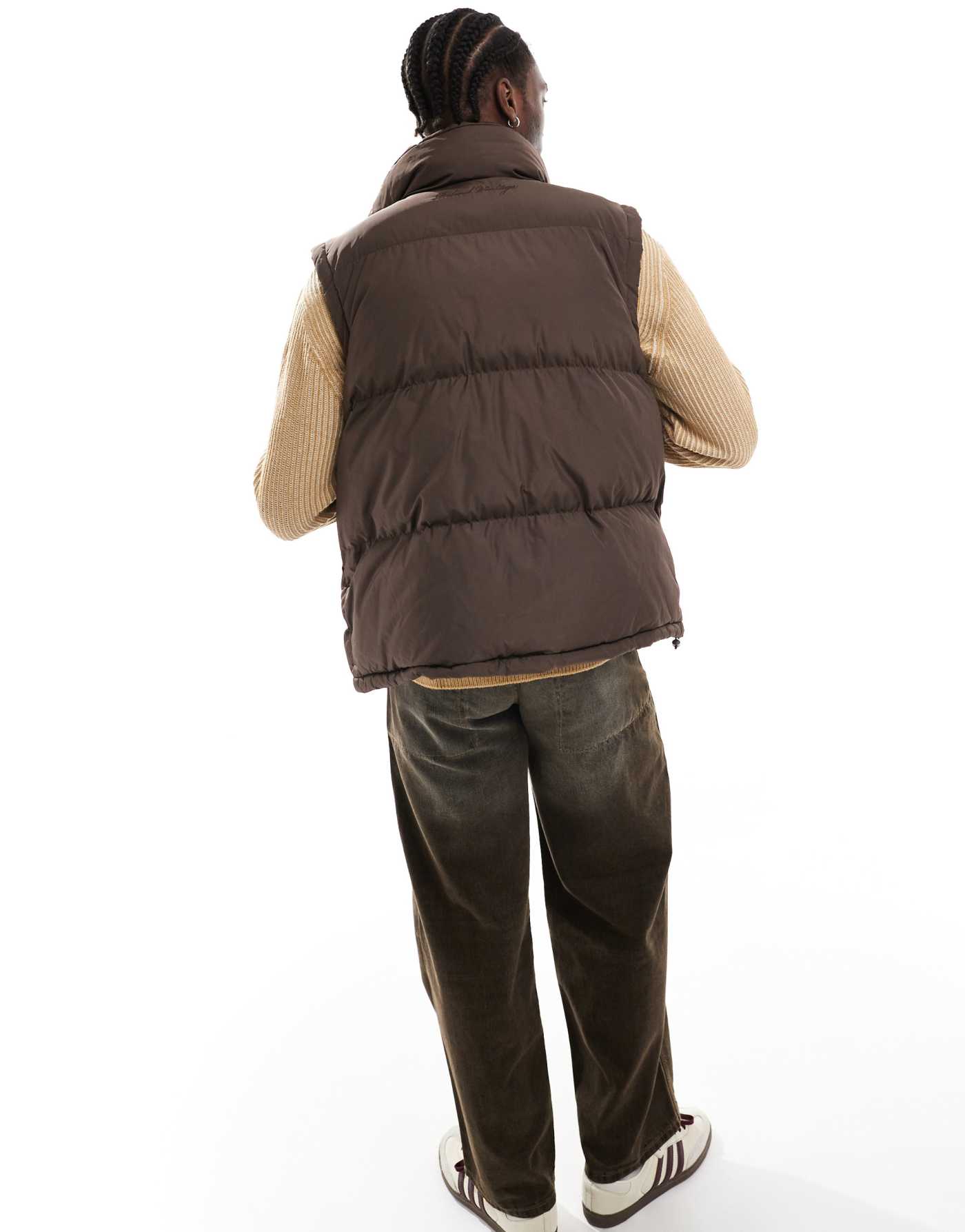 Reclaimed Vintage puffer gilet in brown