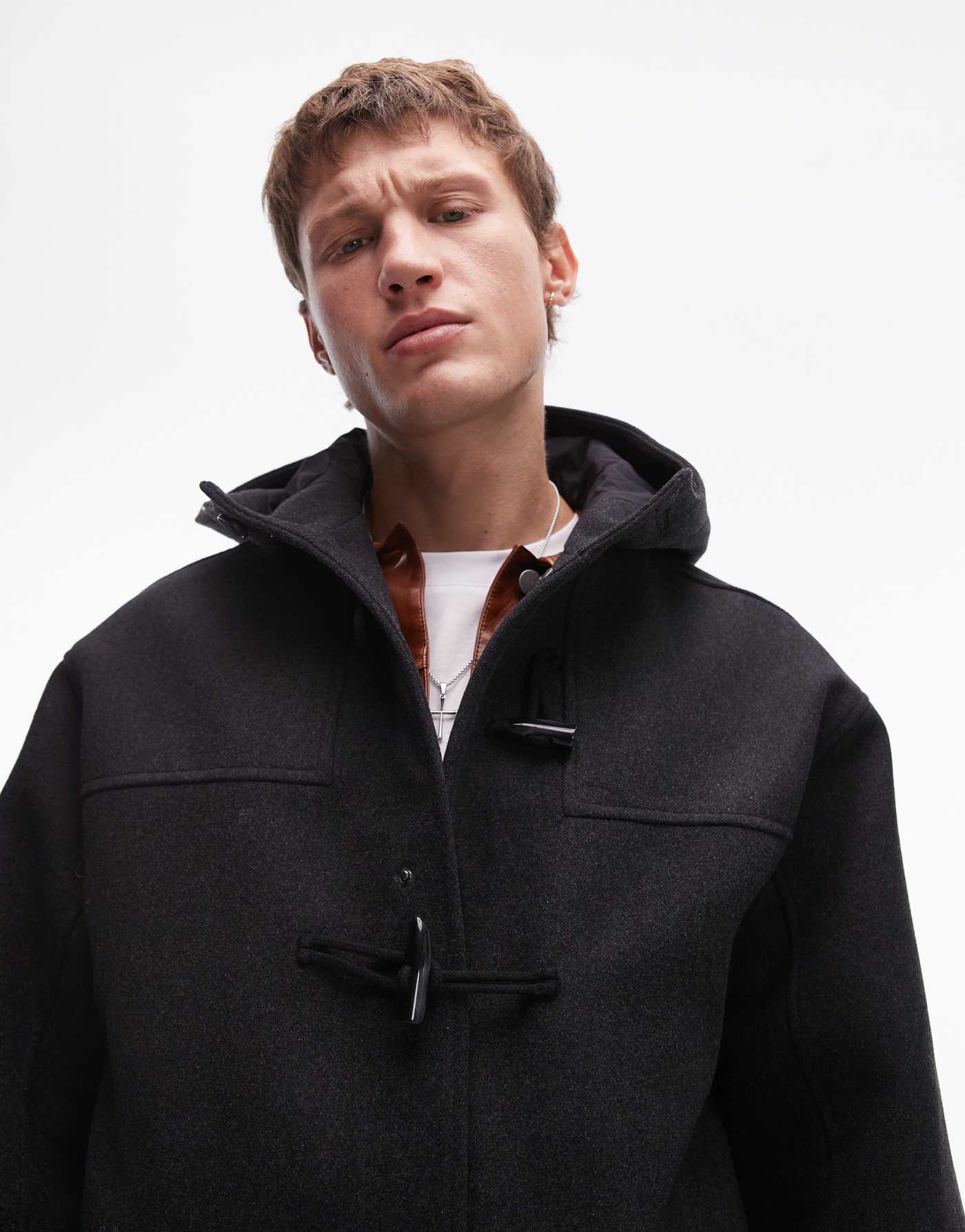 Topman duffle coat in charcoal