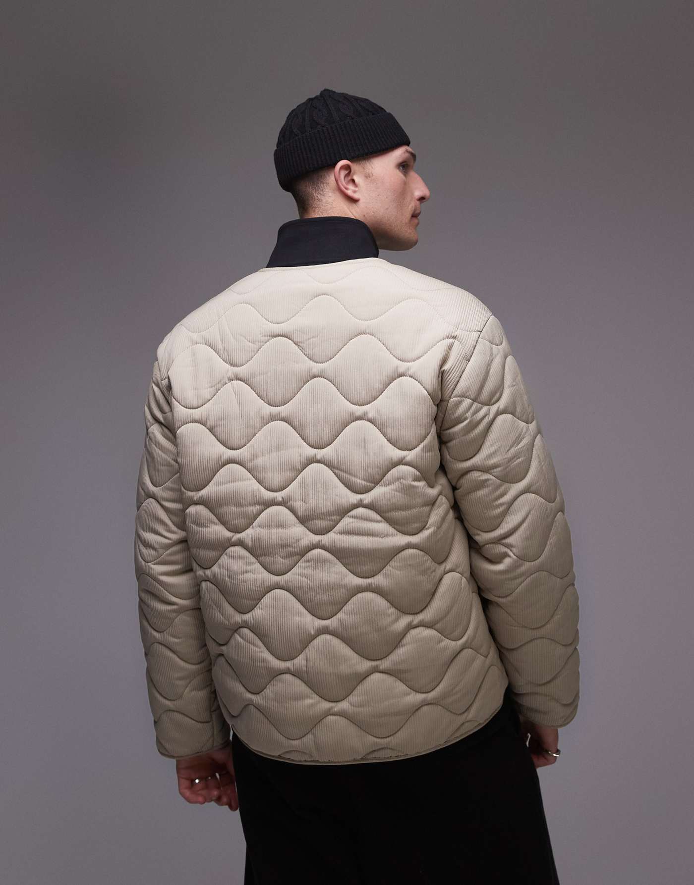 Topman quilted bomber jacket in putty