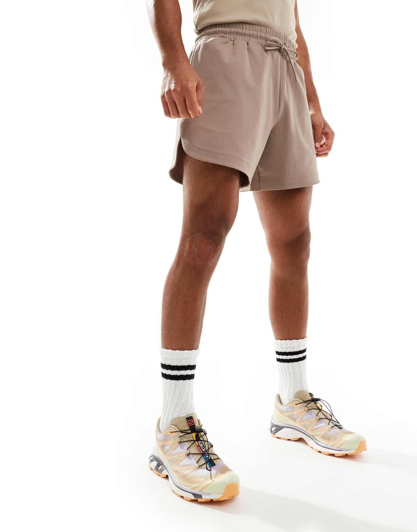 ASOS 4505 running performance waffle shorts in taupe grey